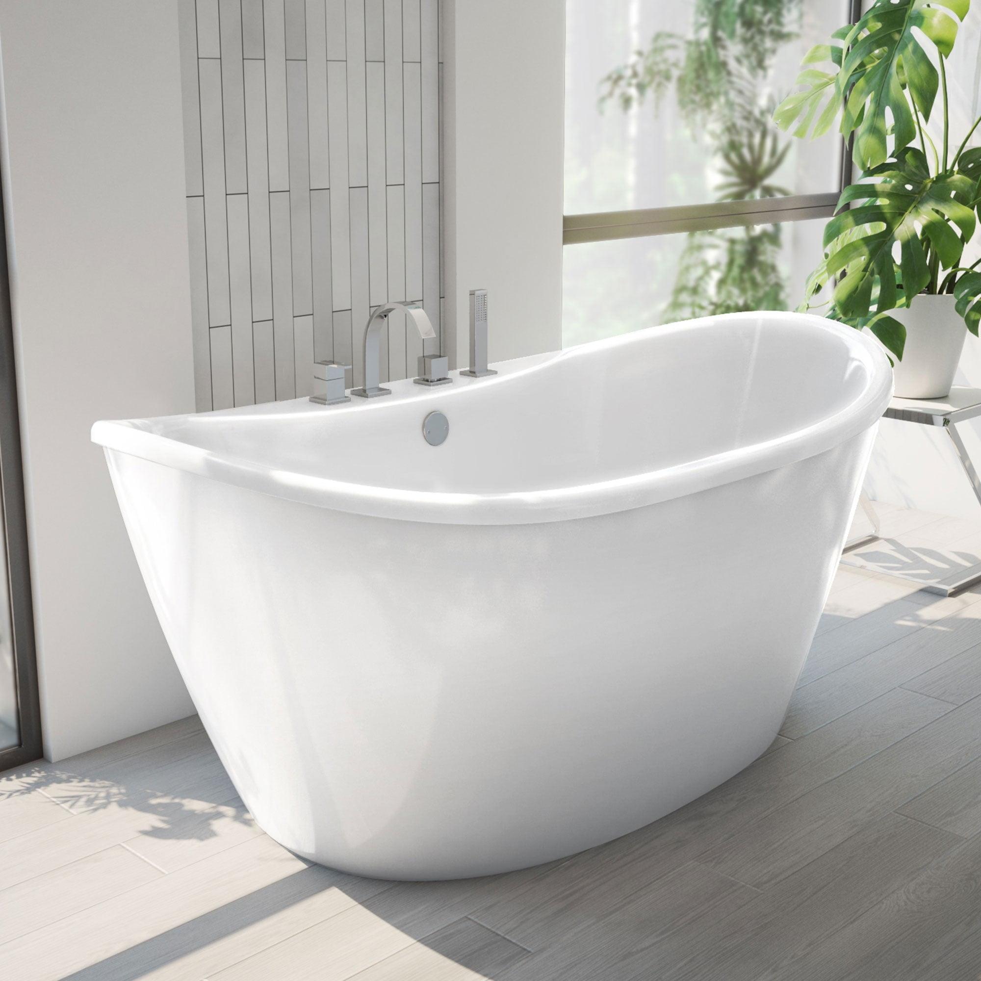 60" White Acrylic Freestanding Soaking Bathtub