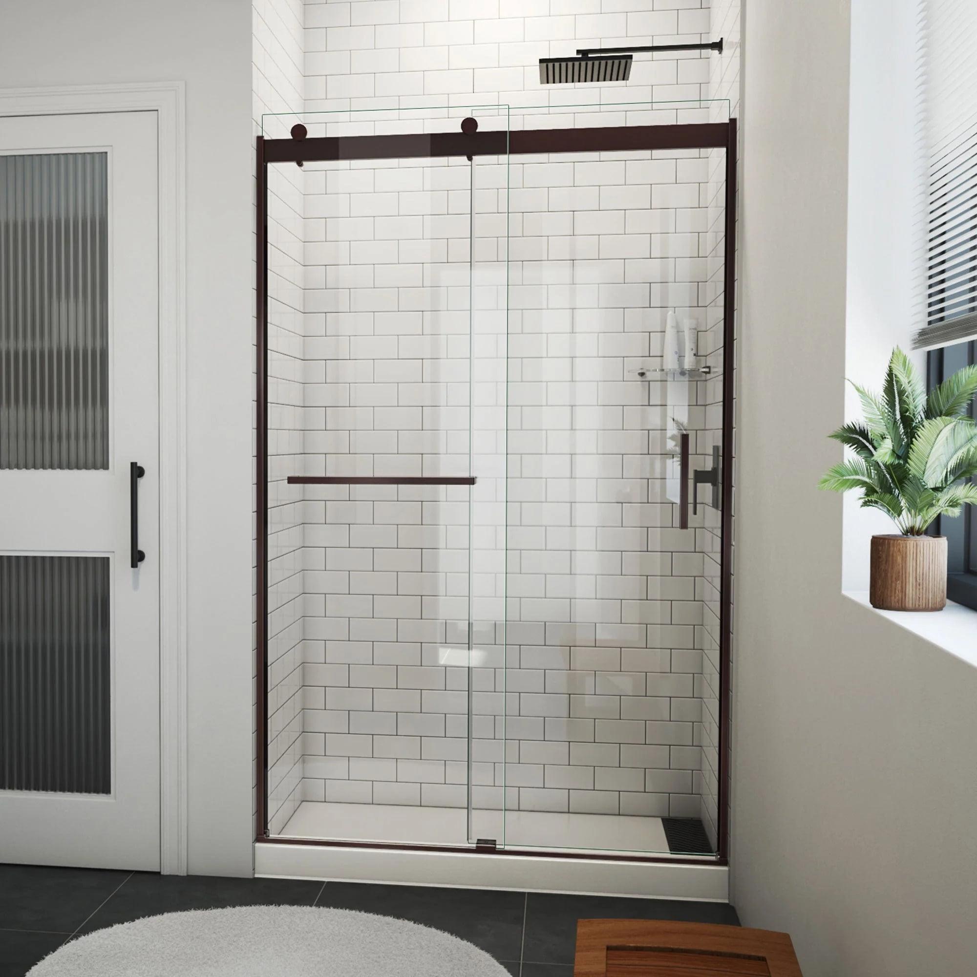 Sapphire-V 76" High Oil Rubbed Bronze Frameless Shower Door