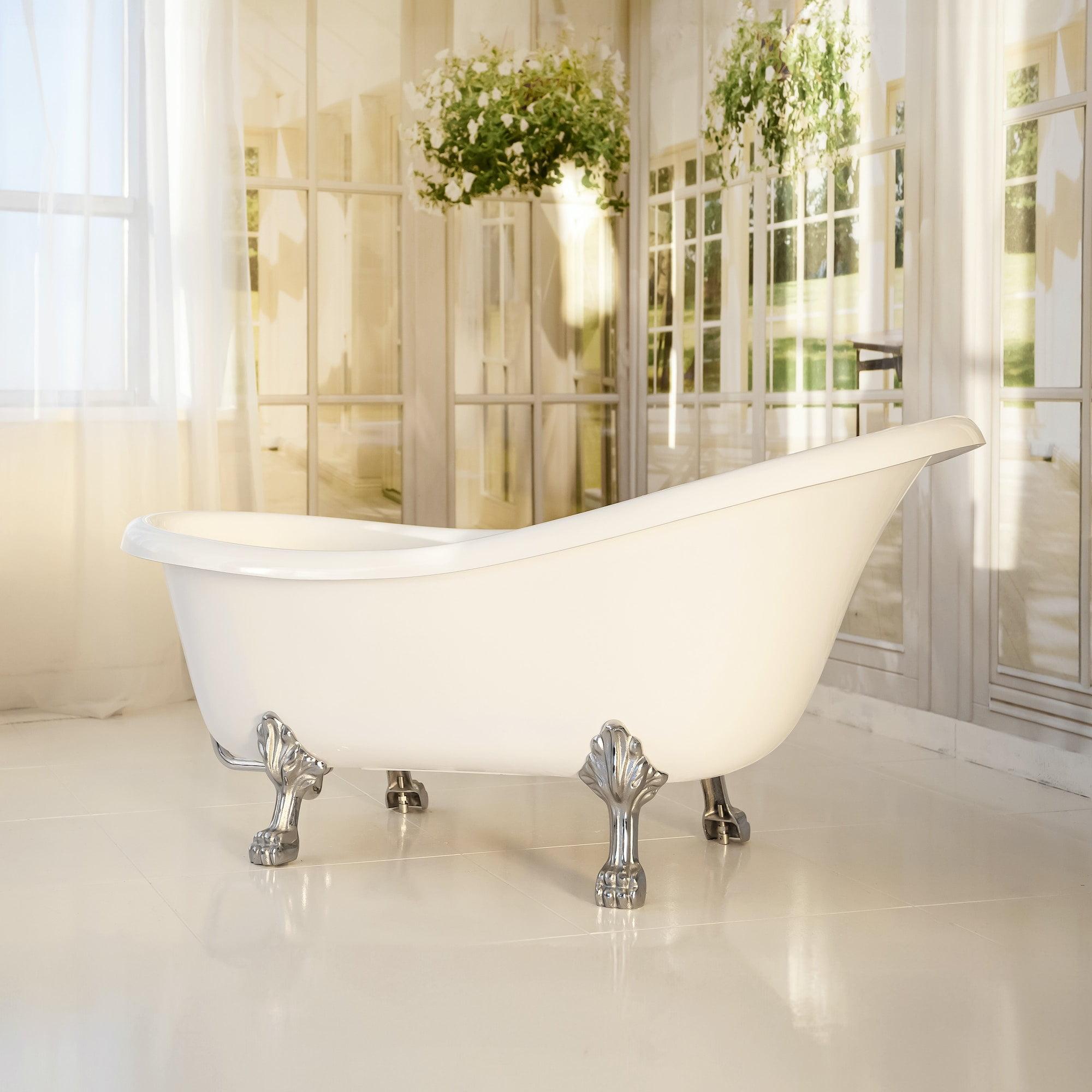 67'' White Acrylic Clawfoot Freestanding Bathtub