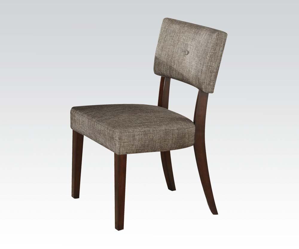 Gray Microfiber Upholstered Side Chair with Wood Legs