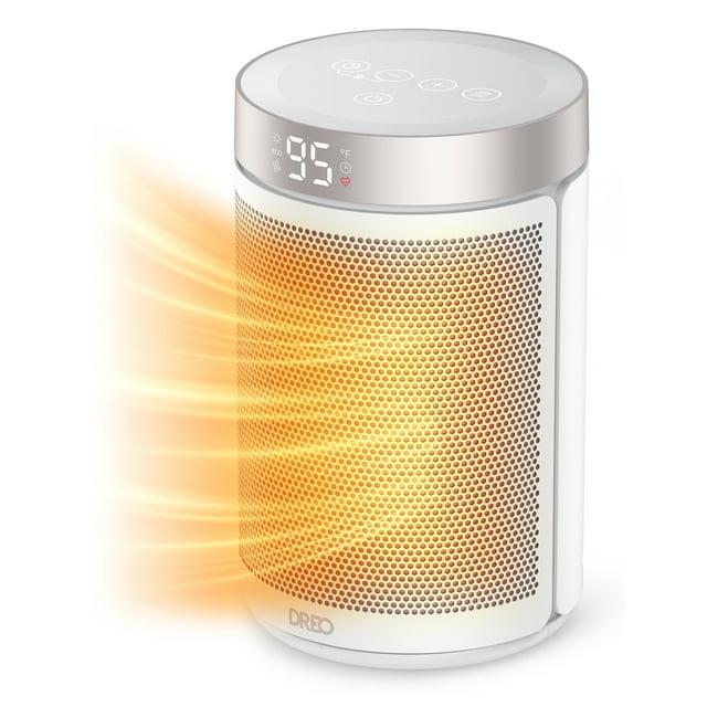 Dreo Space Heaters for Indoor Use, Portable Heater with Thermostat, 1-12H Timer, Eco Mode and Fan Mode, 1500W PTC Ceramic Fast Safety Heat for Office Bedroom Home, White
