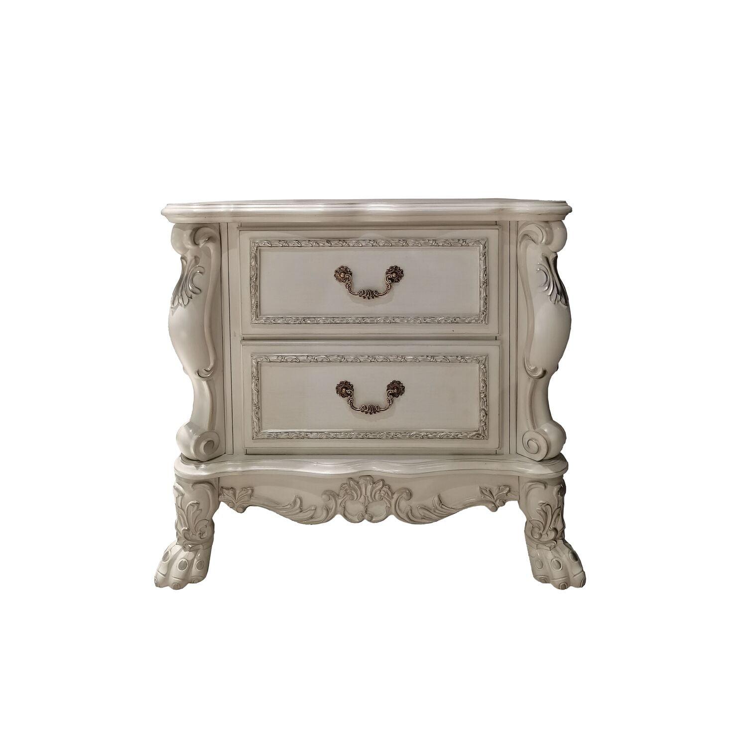 32" Dresden II Nightstand Bone White Finish - Acme Furniture: Elegant Rectangular Design, No Assembly, Wood Composite