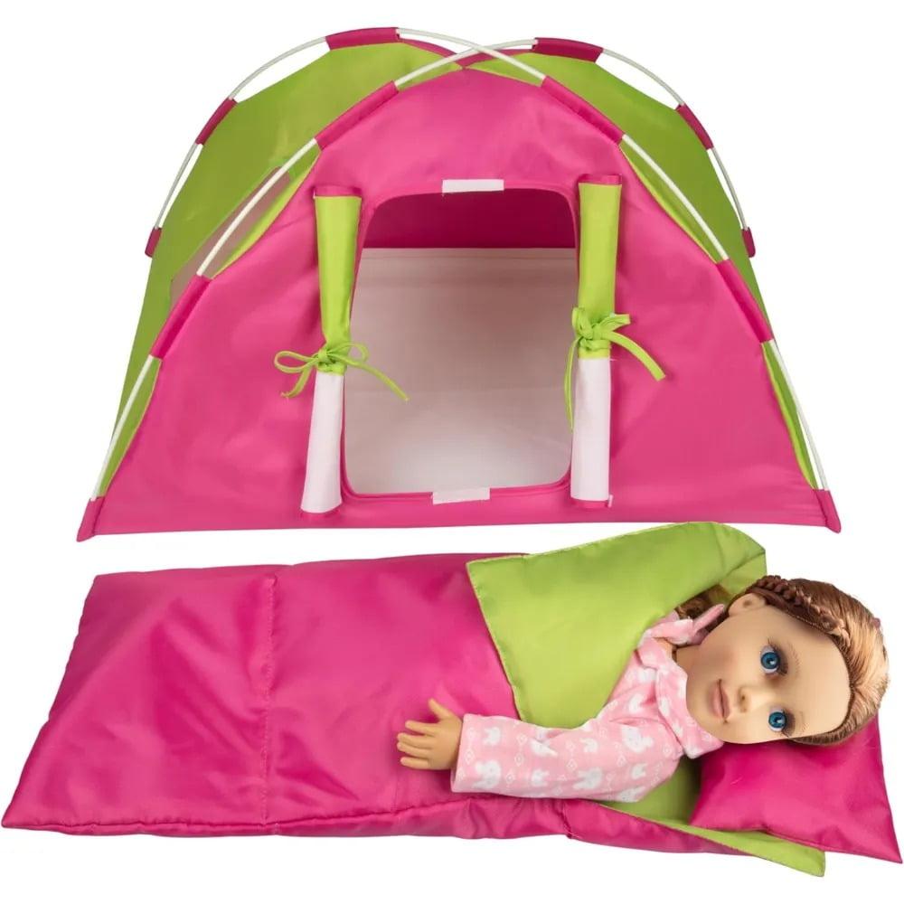Dress Along Dolly Camping Bed Tent with Sleeping Bag and Pillow for American Girl Doll