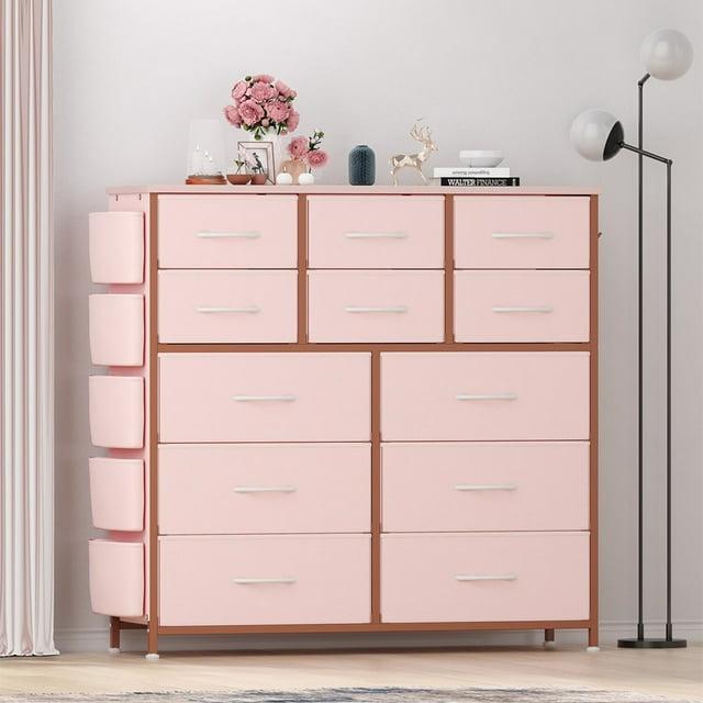 17 Stories Dresser For Bedroom, Tall Storage Dresser With 12  Fabric Drawers And Side Pockets, Chests Of Drawers Organizer