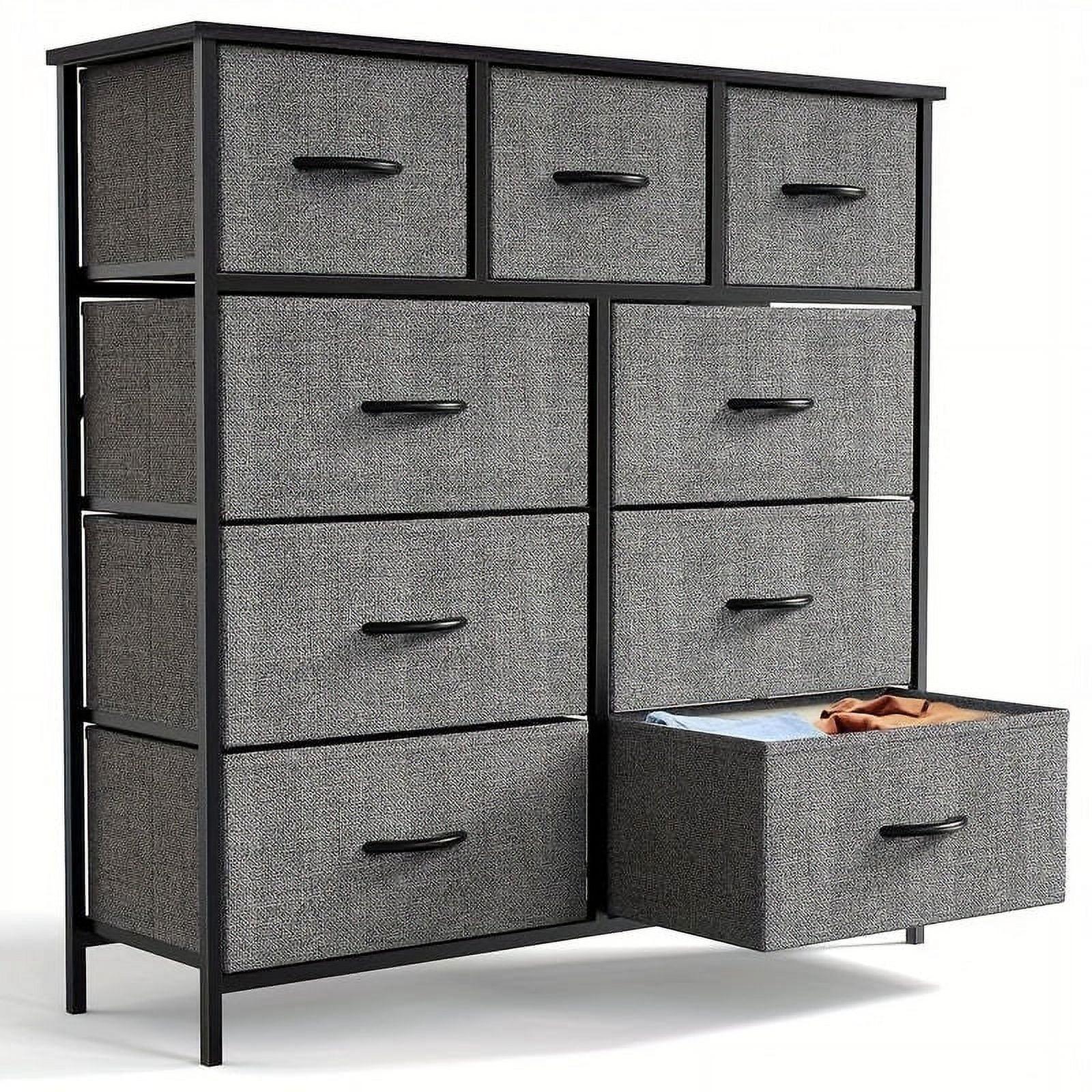 ZUNMOS Fabric Dresser for Bedroom 9 Drawer, Grey