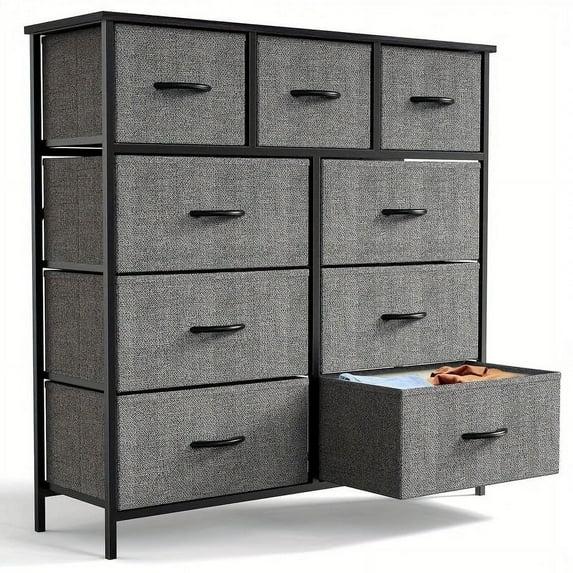 ZUNMOS Fabric Dresser for Bedroom 9 Drawer, Grey