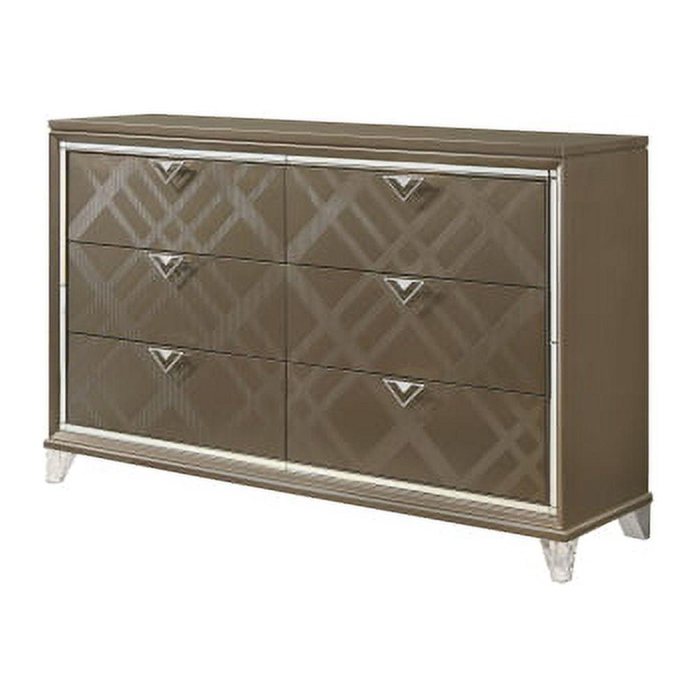 Skylar Dark Champagne 68" Glam Dresser with Mirrored Trim