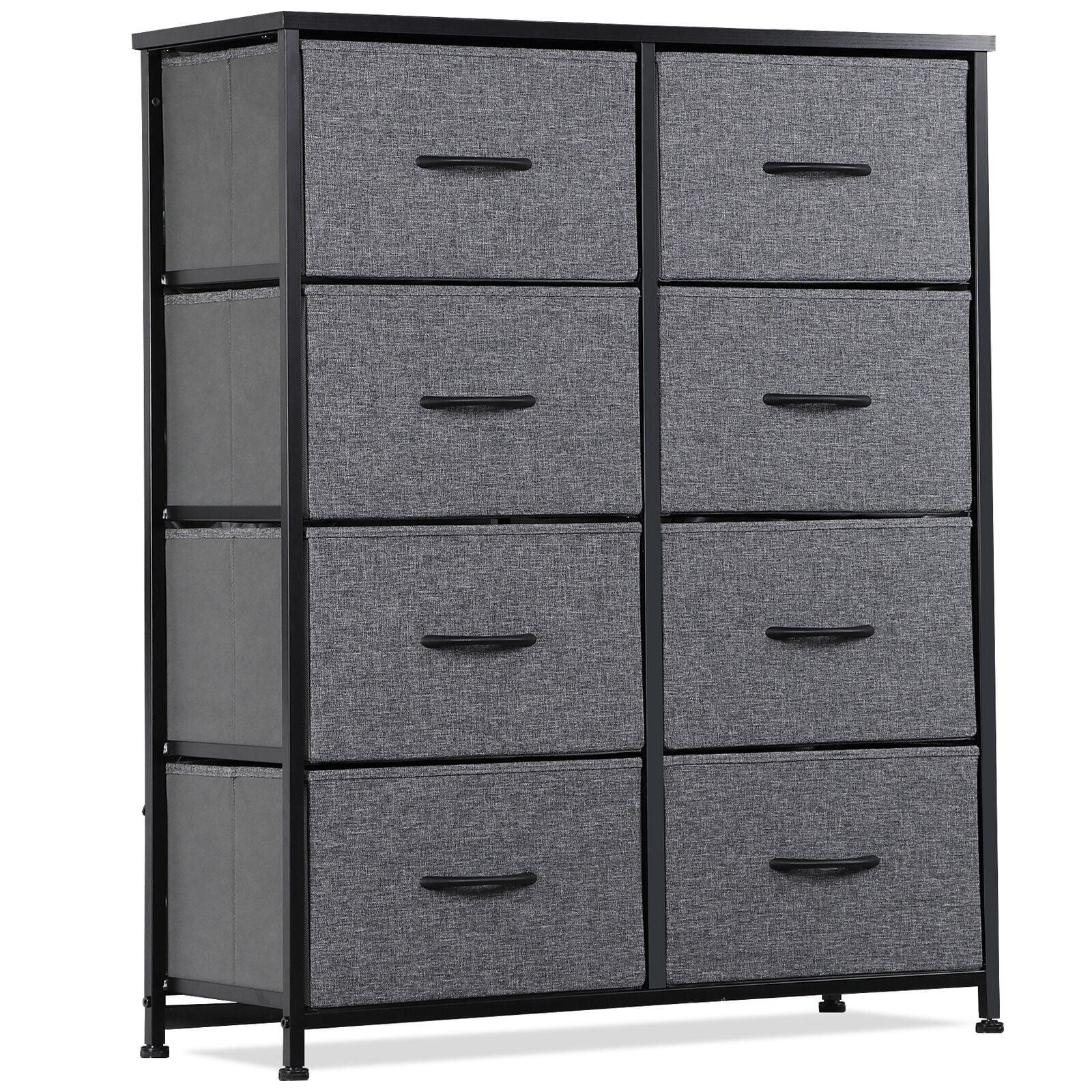 YINTATECH Storage Tower Unit with 8 Drawers - Fabric Dresser with Large Capacity, Organizer Unit for Bedroom, Living Room & Closets - Sturdy Steel Frame, Wooden Top & Easy Pull Fabric Bins (Graphite)