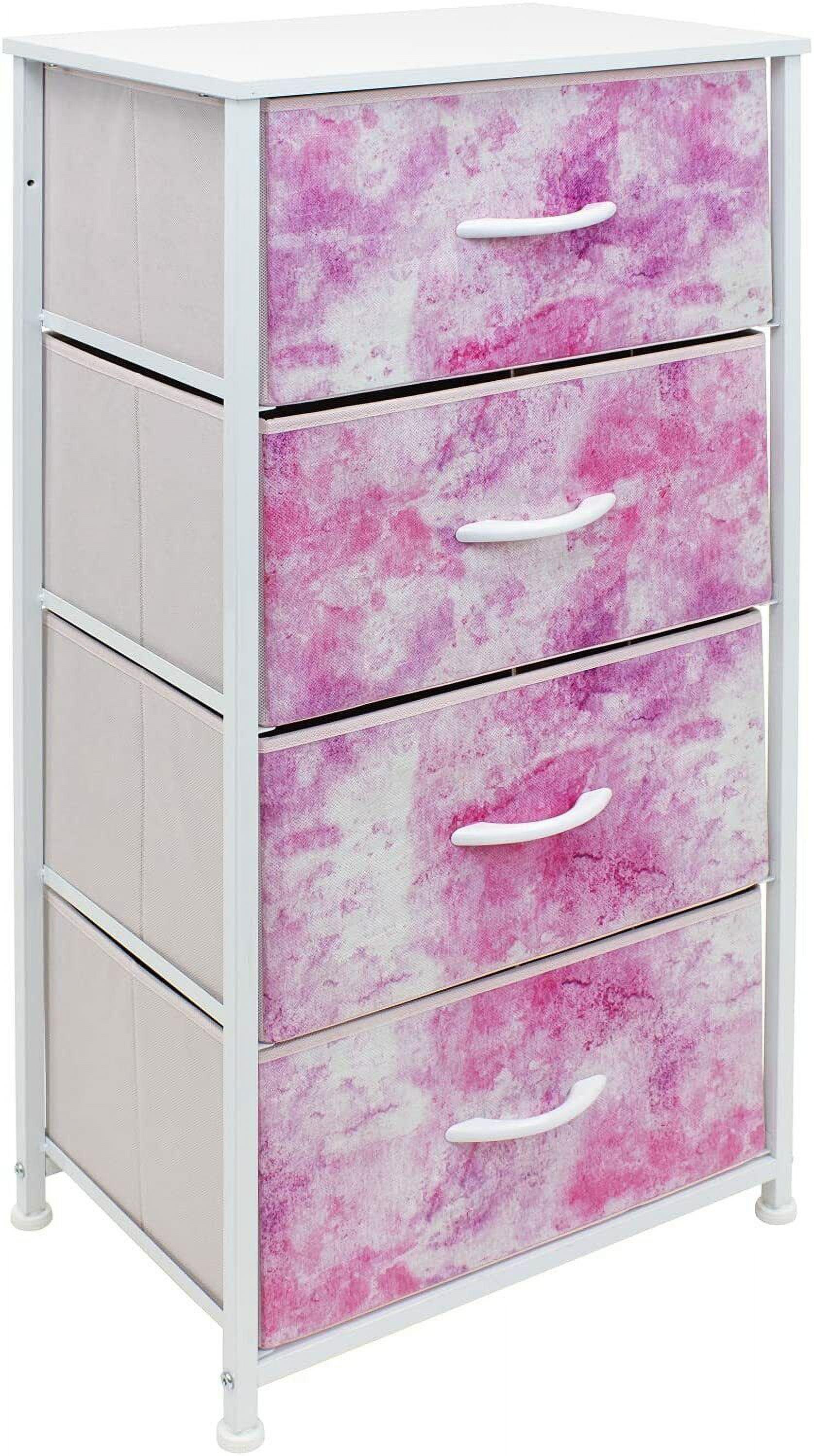 Sorbus 4 Drawers Chest Nightstand - Storage for Closet, Home, College Dorm - Features Steel Frame, Wood Top, & Fabric Bins