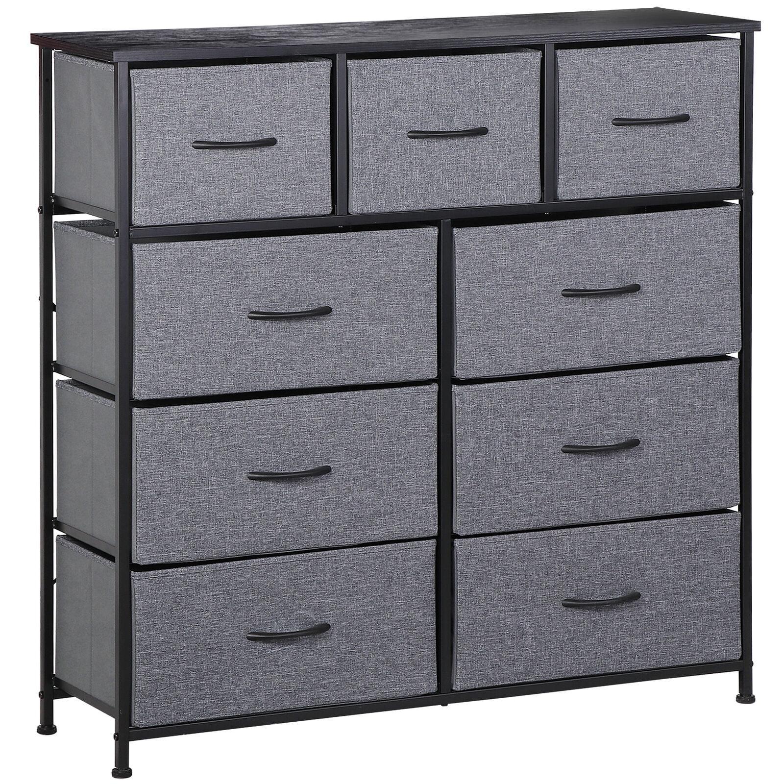 Yangming 9 Drawer Fabric Dresser for Bedroom, Chest of Drawer Organizer Storage Cabinet for Closet, Entryway, Grey