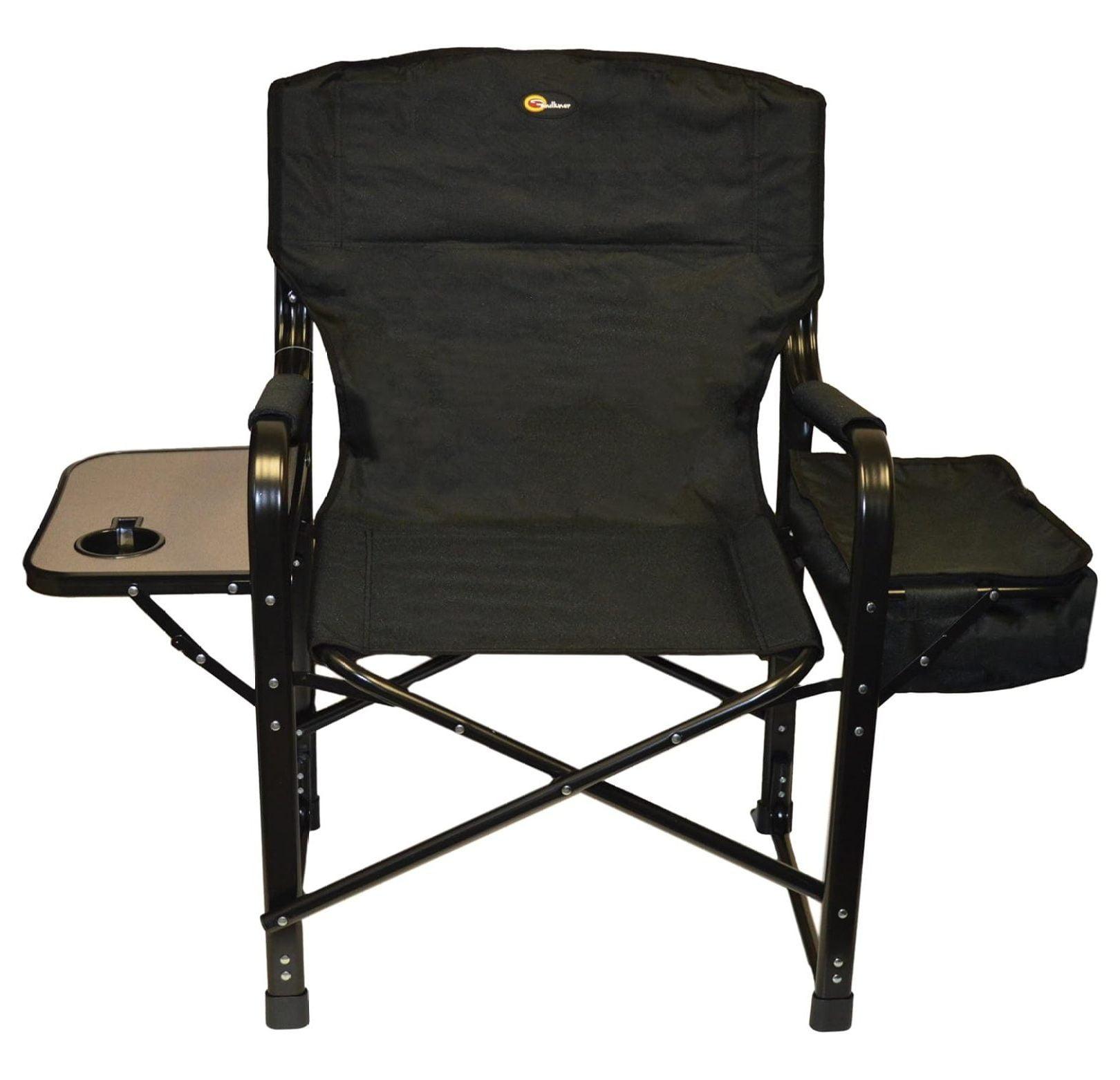 Black Steel Folding Director Chair with Tray and Cooler