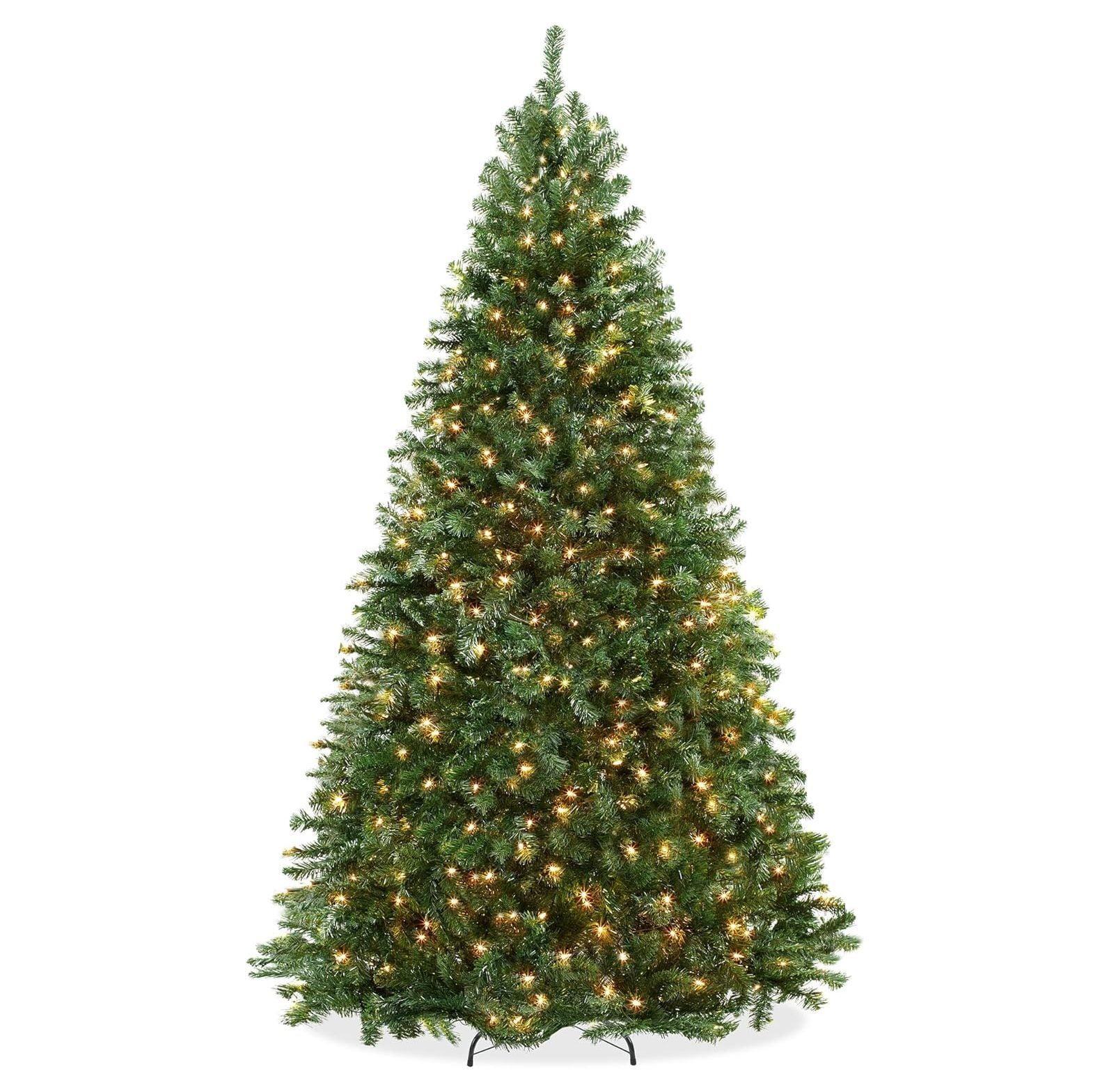 6.5FT Realistic Pre-Lit Green Spruce Artificial Christmas Tree with Metal Stand