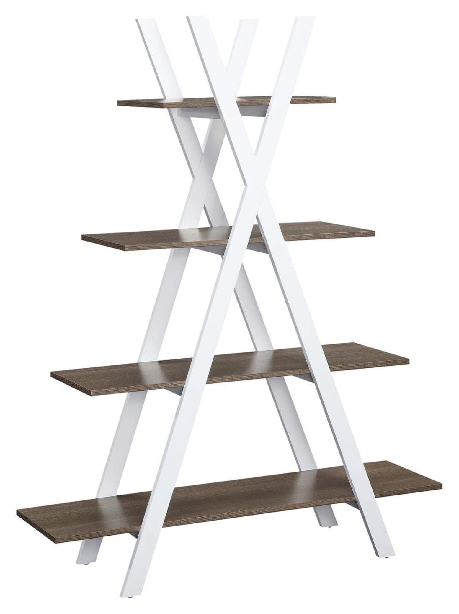 White MDF A-Frame Ladder Bookshelf, 59" Tall