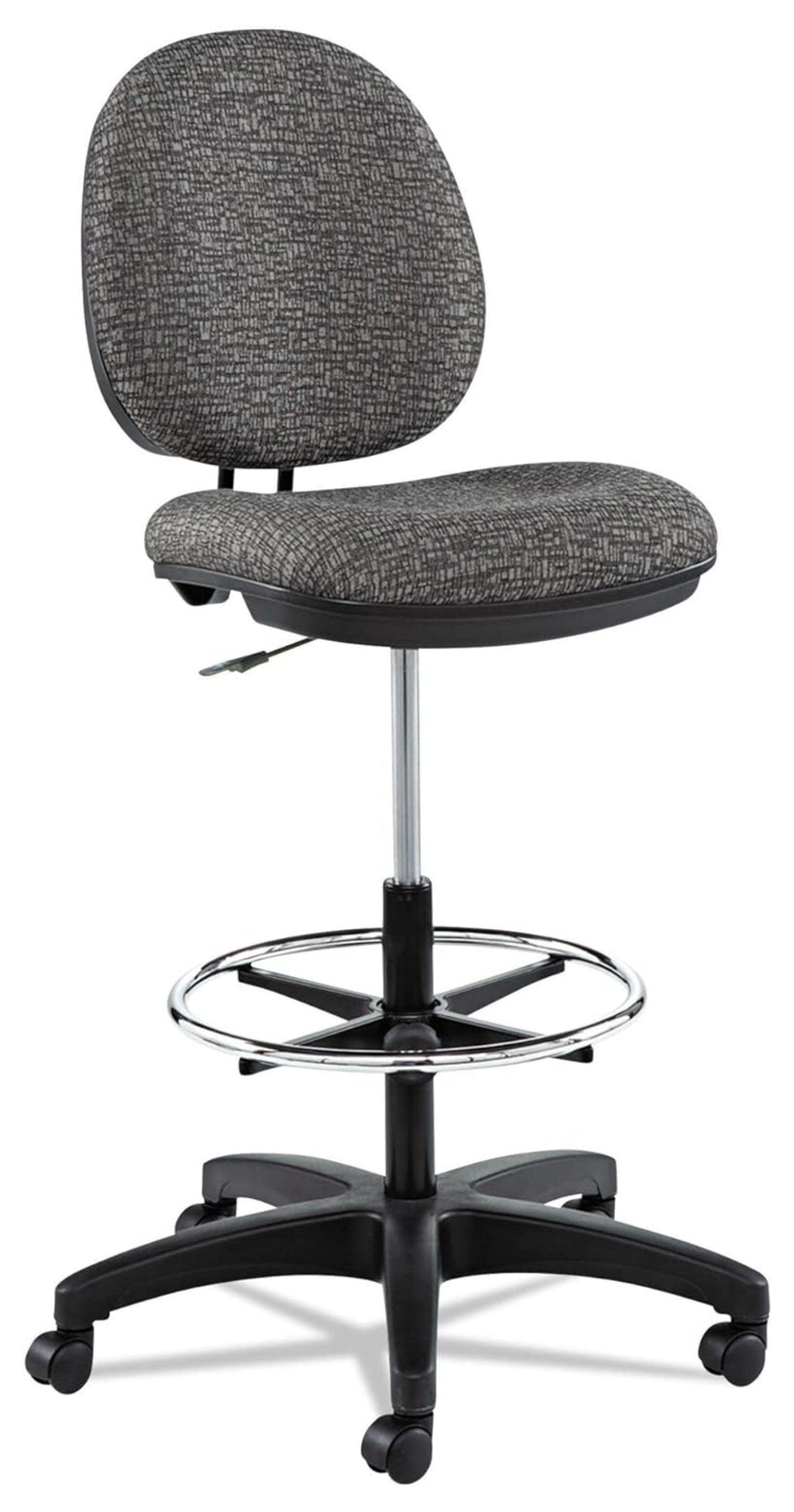 Graphite Gray Fabric Swivel Task Stool with Adjustable Footring