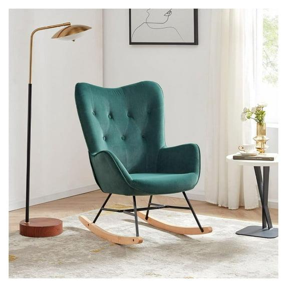 Channel Velvet High Back Arms Rocking Accent Chair