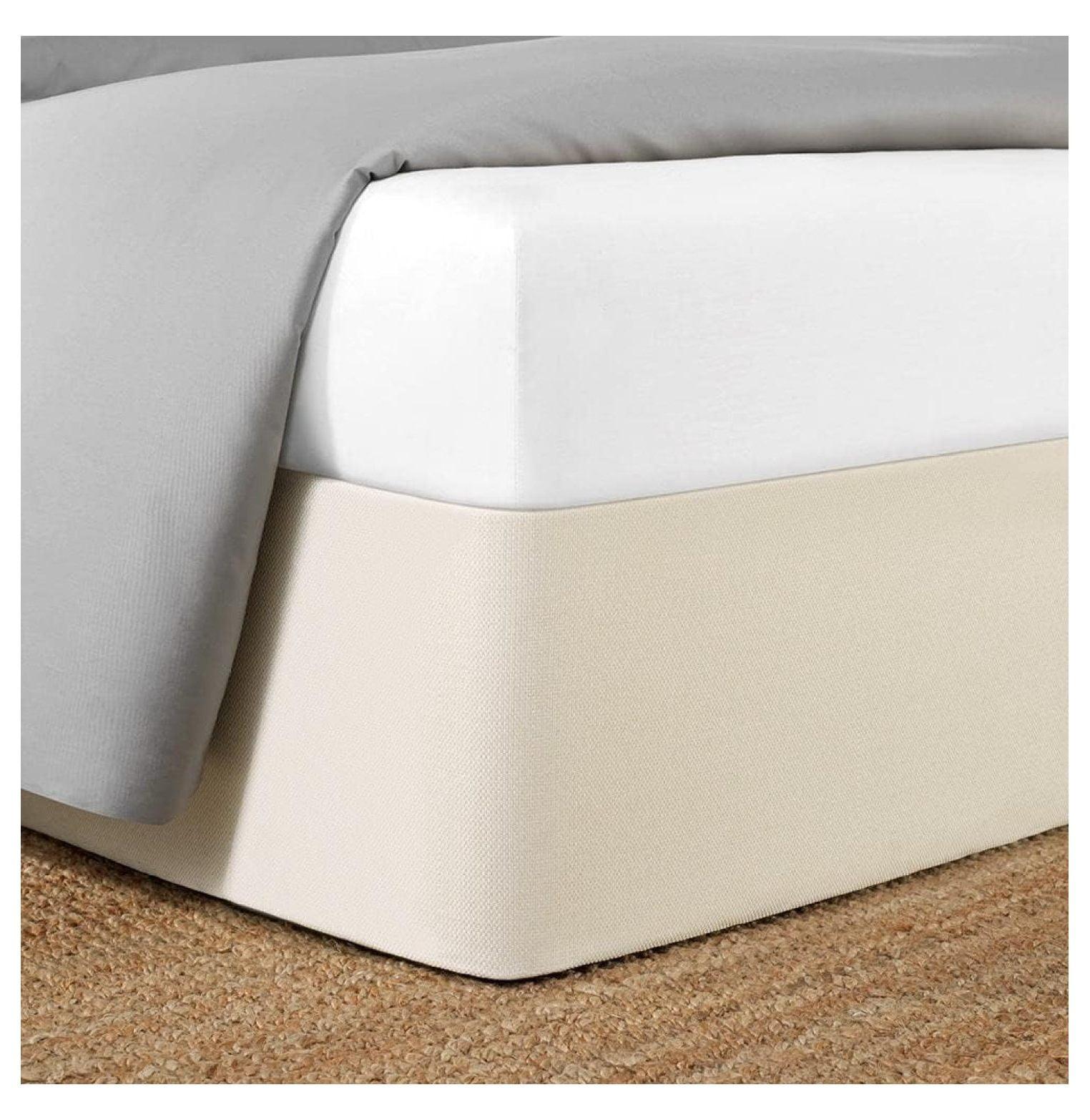 Drevy Circa Bed Wrap, Modern Bed Skirt Alternative with Bamboo , Ivory, Queen
