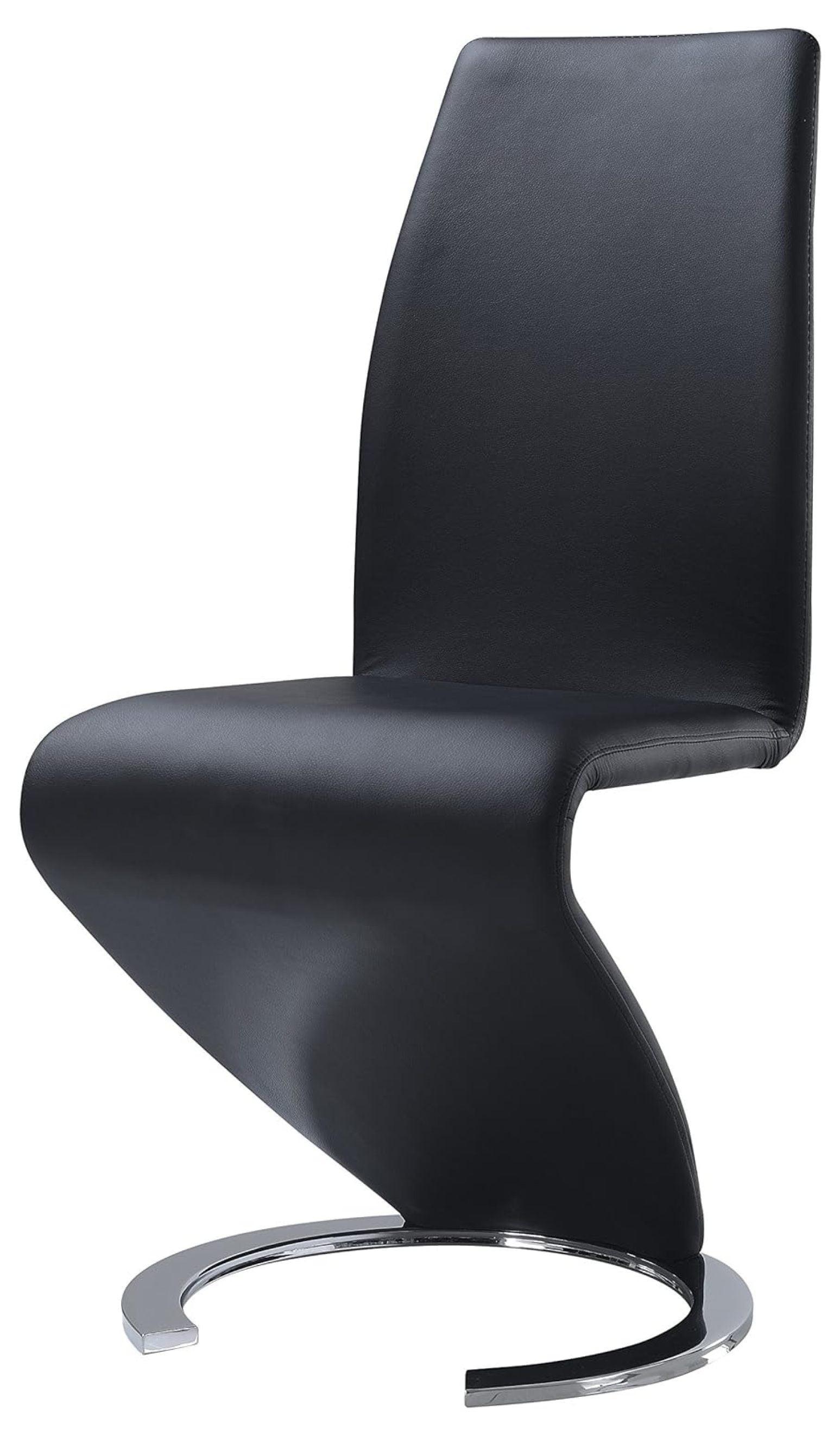 Black Faux Leather Upholstered Metal Side Chair