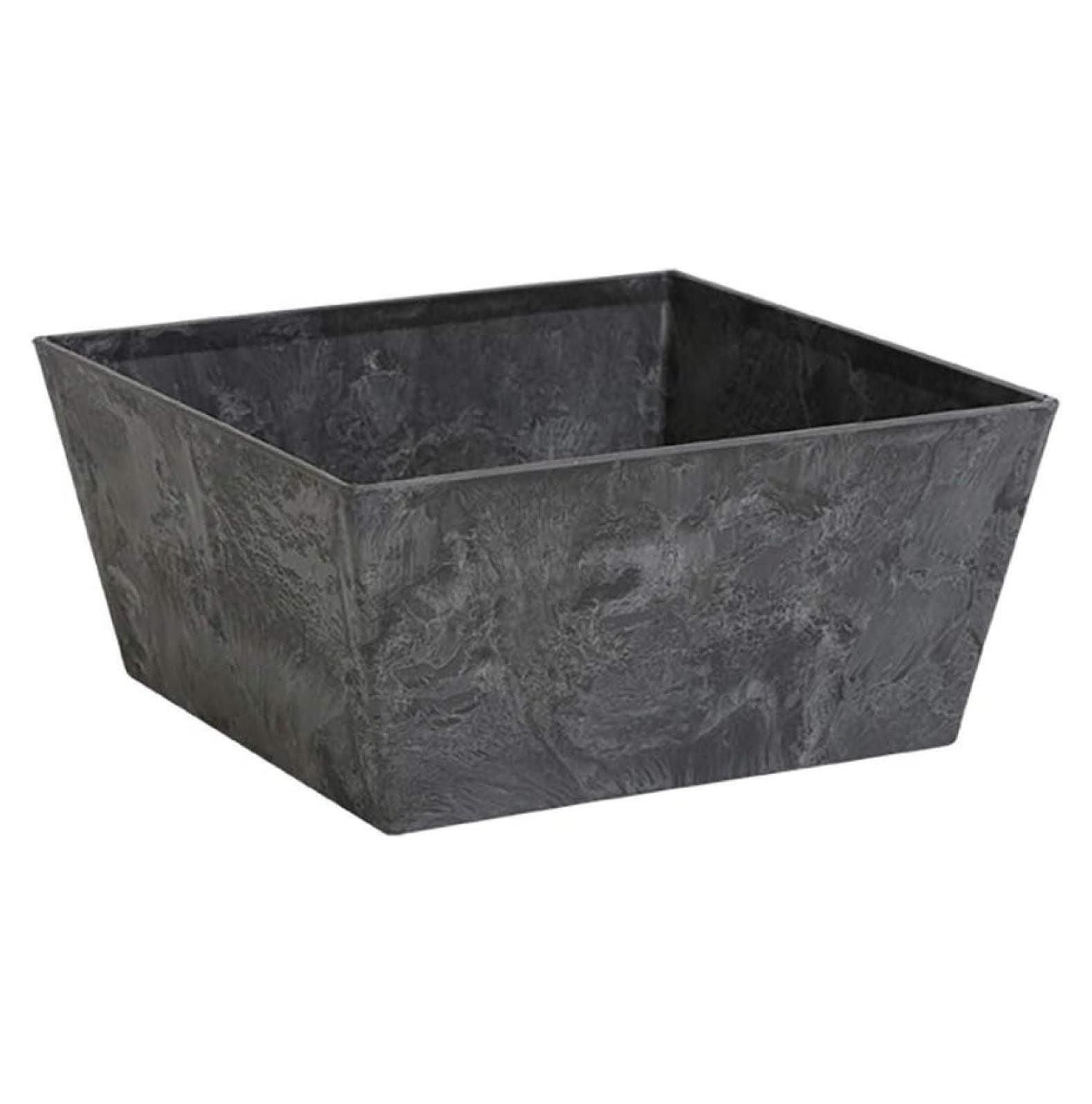 Drevy Ella Low Square Planter, 12-Inch, Black