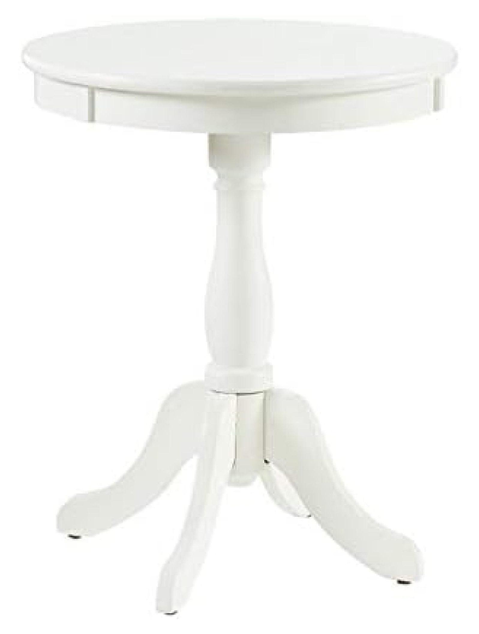 White Round Wood Pedestal Accent Table