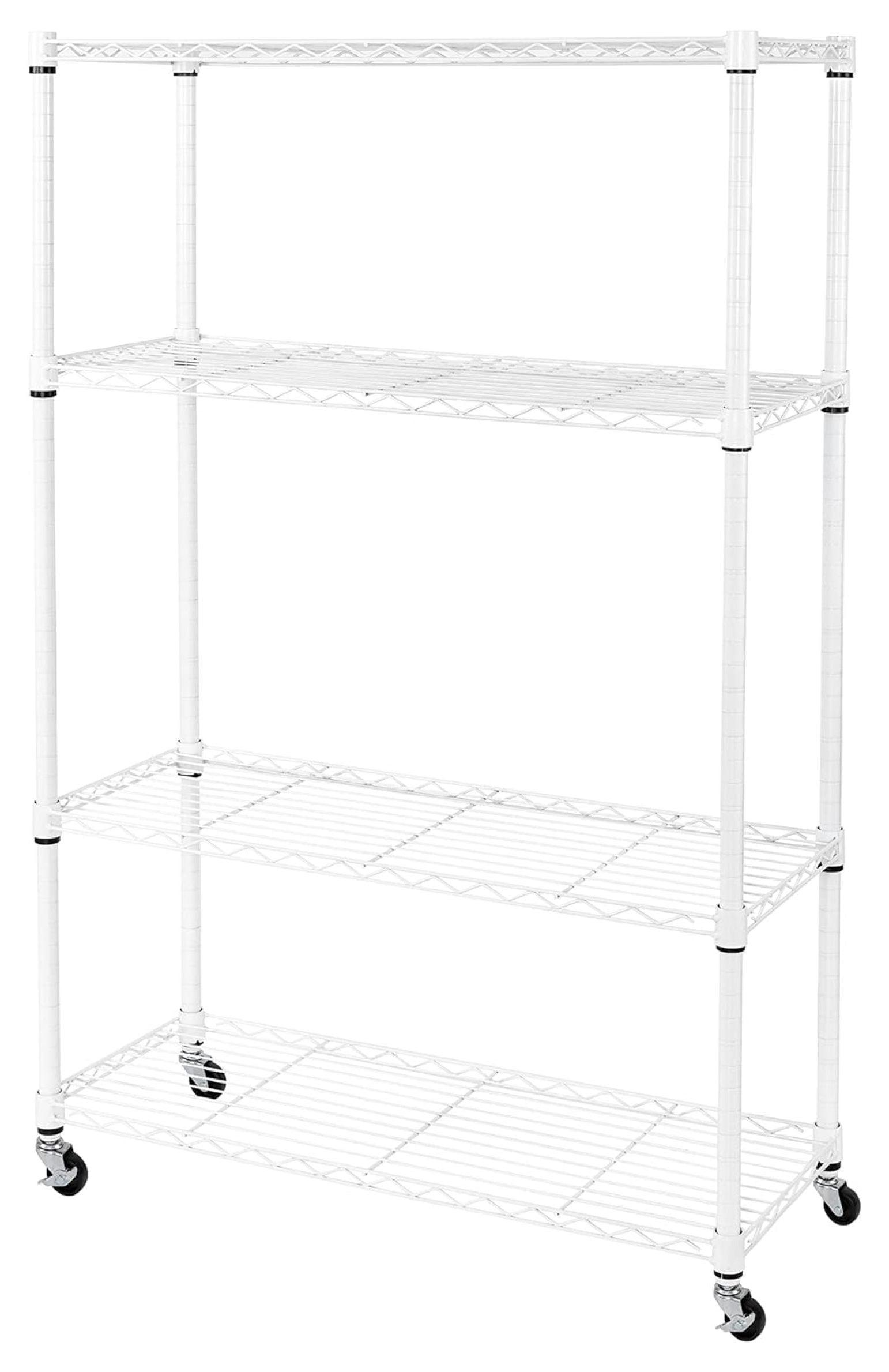 Solid Steel Wire Shelving Storage Unit Adjustable Shelves Organizer Rack, for Home, Kitchen, Office, Garage, Bedroom, Closet, White, 4-Tier, 36" W x 14" D