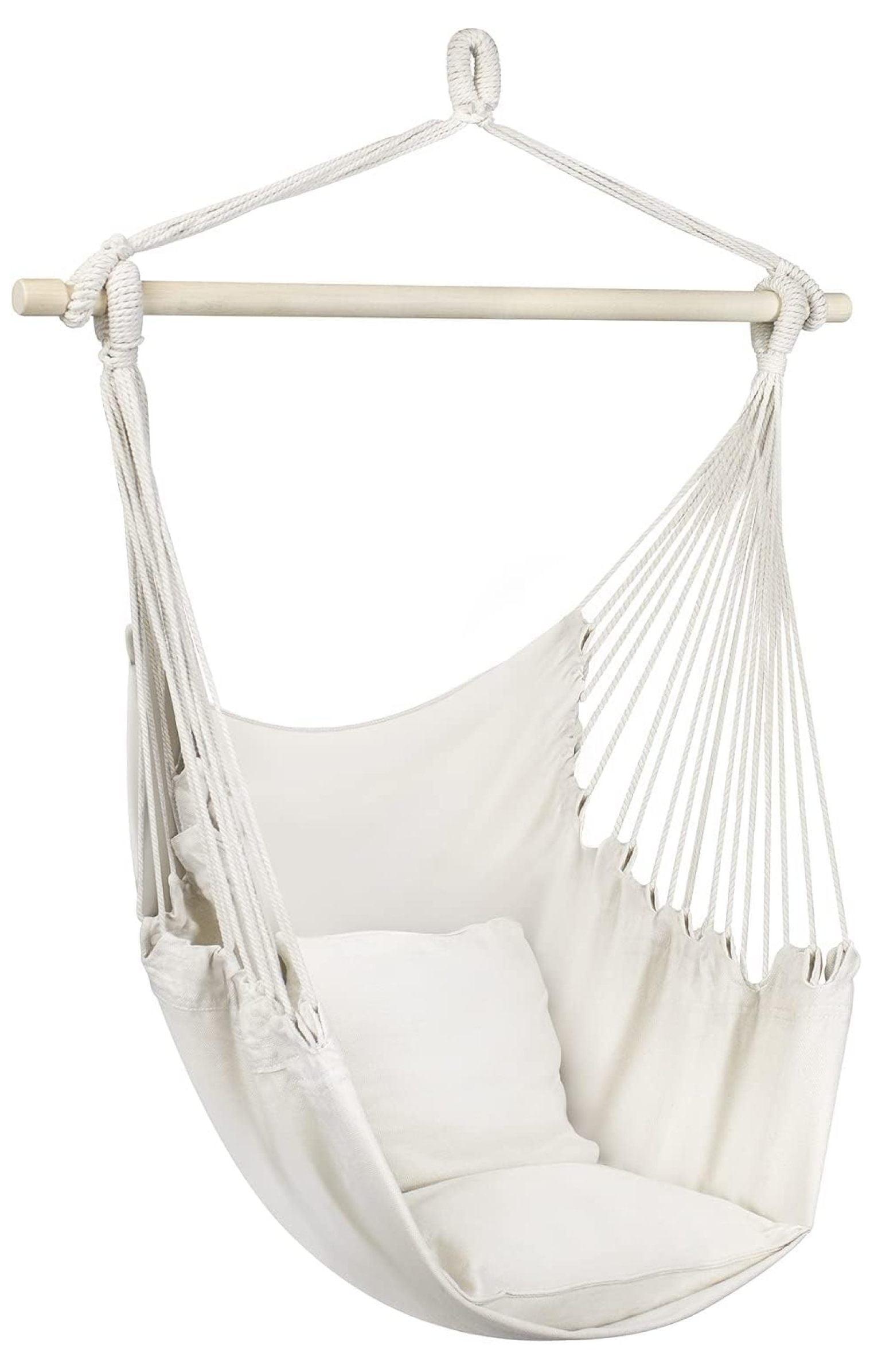 Liuyao Stylish Swing Chair - Fine Cotton Weave for Super Comfort & Durability- Hanging Hammock Chair w/2 Seat Cushions- Portable Outdoor Hanging Chair w/Hardware Kit - Indoor Outdoor Use - Max 265lbs