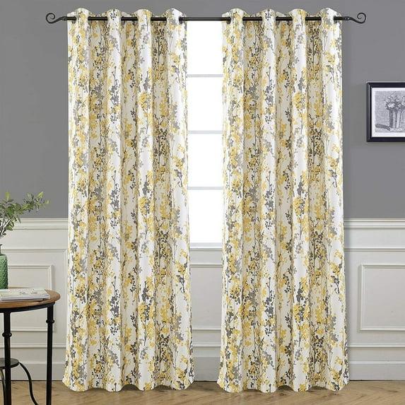 DriftAway 2 Piece Floral Room Darkening Curtains 84"L x 52"W Golden Golden Yellow/Gray