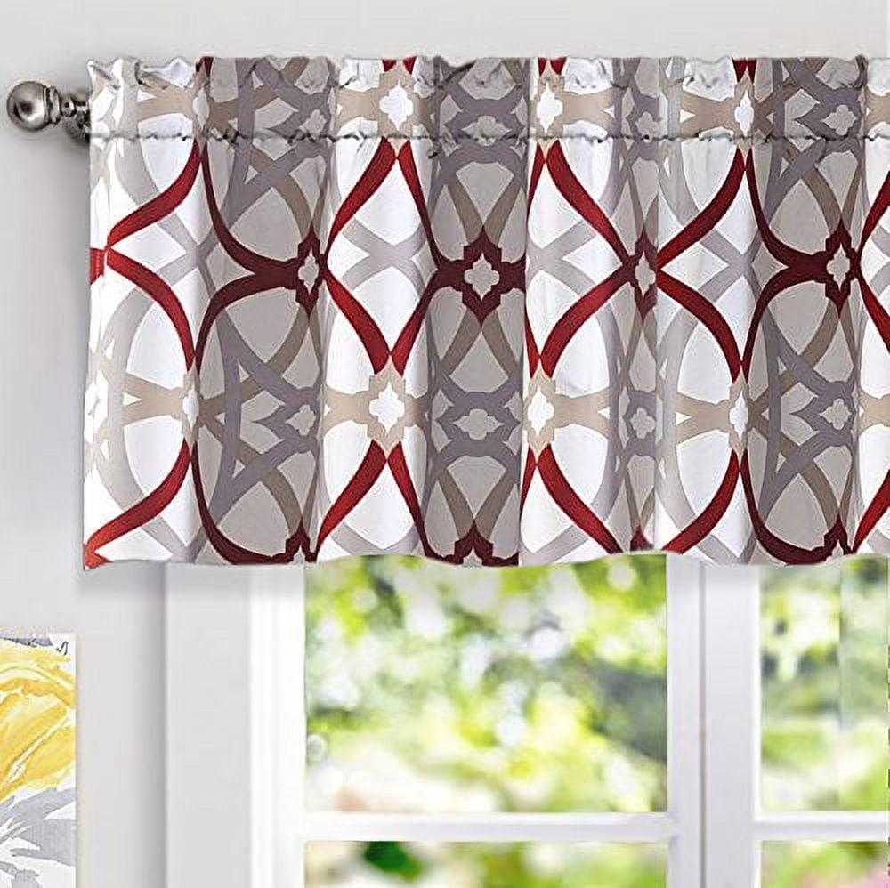 Alexander Red and Gray Geometric Rod Pocket Valance