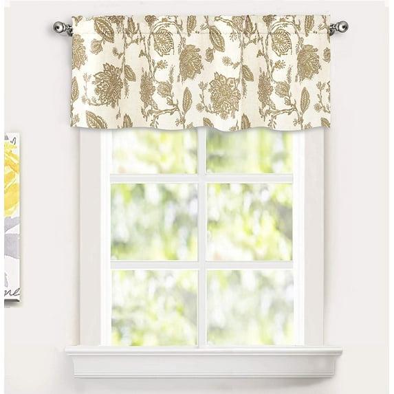 DriftAway Freda Jacobean Floral Linen Blend Blackout Thermal Insulated Energy Saving Privacy Window Curtain Valance Rod Pocket 2 Layers
