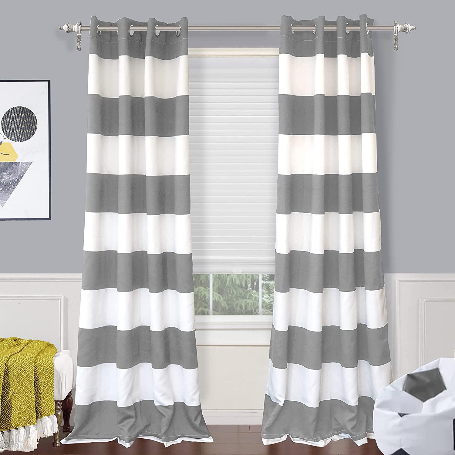 DriftAway  Mia Stripe Room Darkening Curtain Panel Pair Grey 52" x 84"