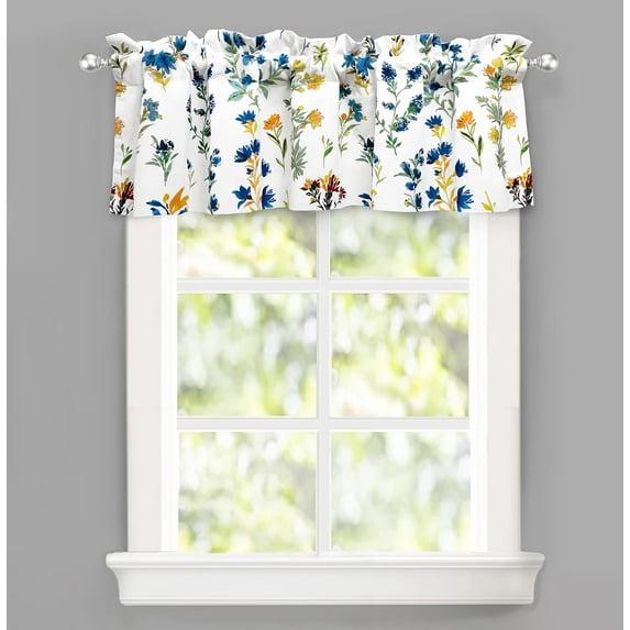 DriftAway Sylvia Floral Botanical Herbs Watercolor Printed Pattern Lined Blackout Thermal Insulated Window Curtain Valance Rod Pocket Single 52" x 14" Plus 2" Header Multi