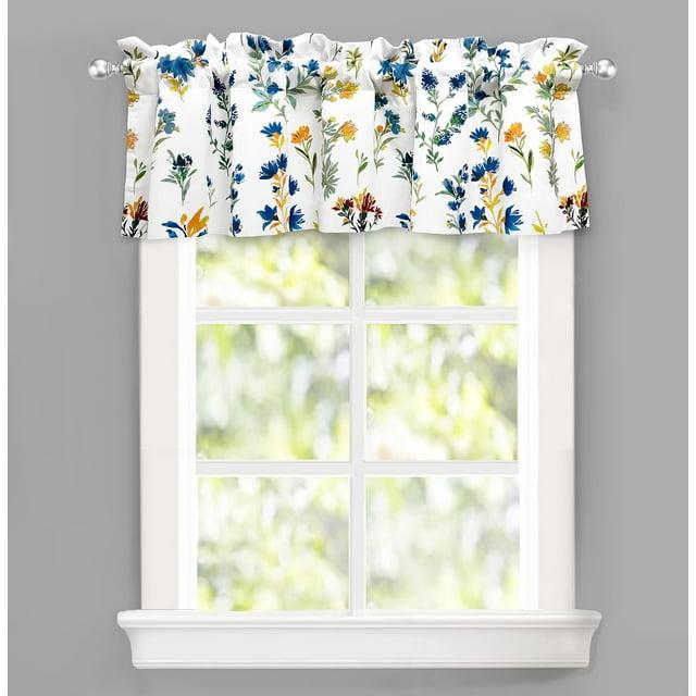 DriftAway Sylvia Floral Botanical Herbs Watercolor Printed Pattern Lined Blackout Thermal Insulated Window Curtain Valance Rod Pocket Single 52" x 14" Plus 2" Header Multi