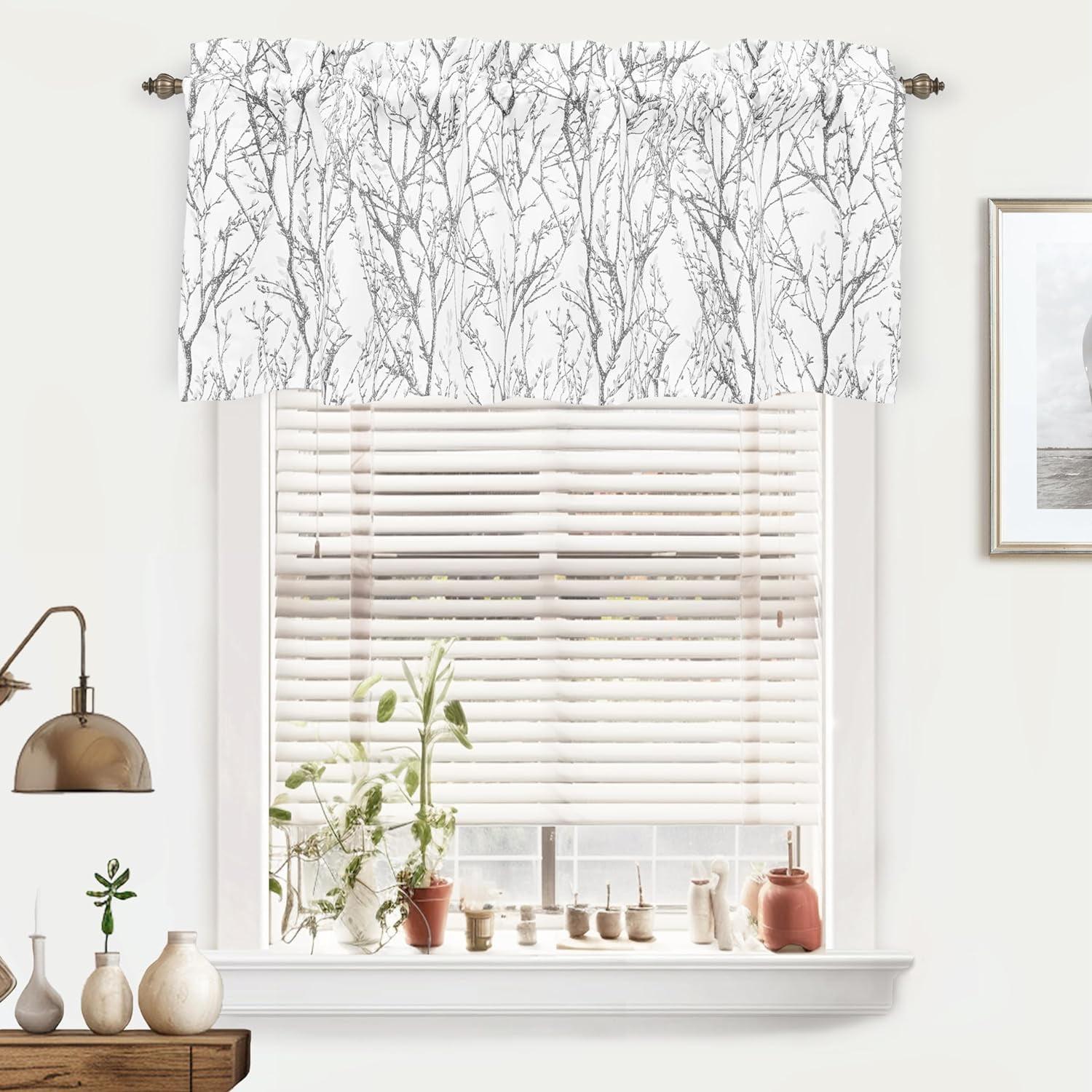 Gray Polyester Blackout Rod Pocket Window Valance