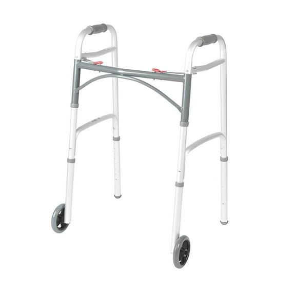 Drive Medical PreserveTech Deluxe Folding Walker - Two-Button Release, 5″ Wheels