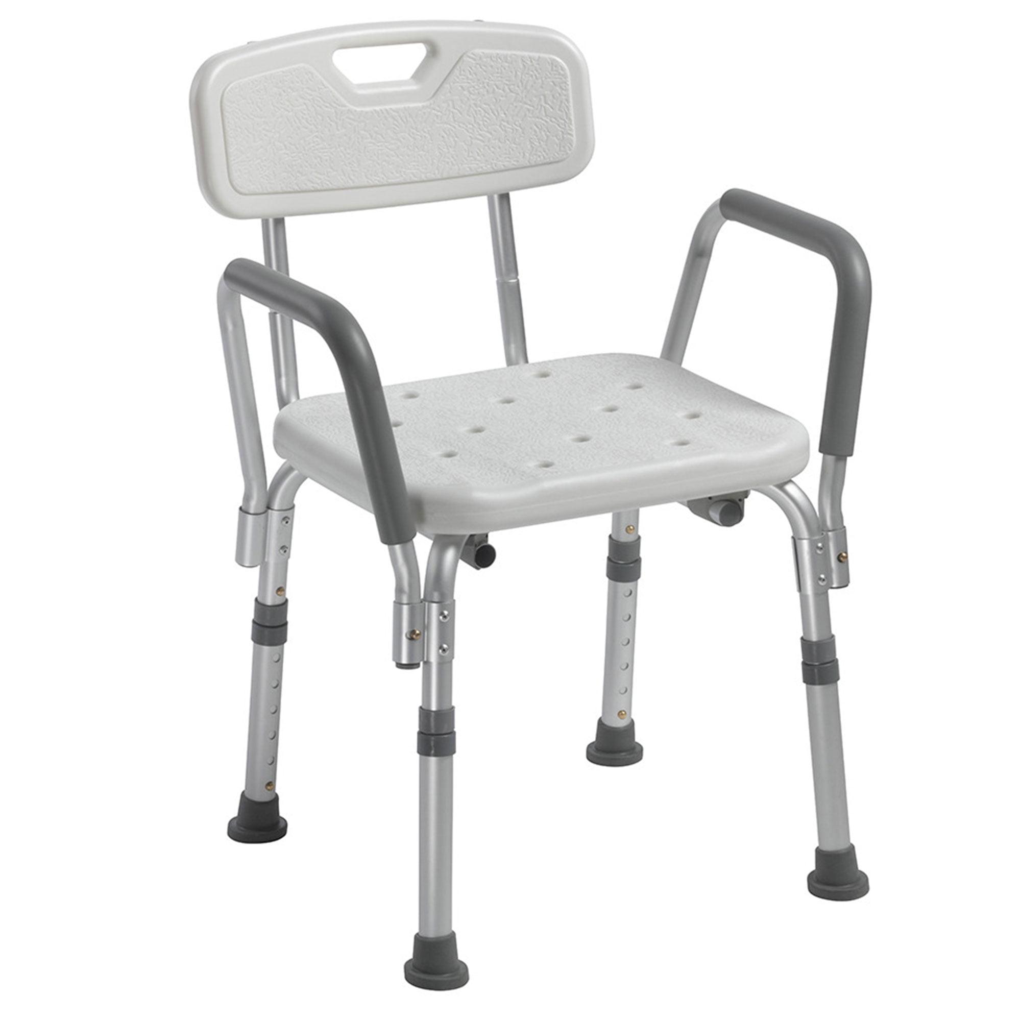 Aluminum Frame Adjustable Bath Bench with Padded Arms and Backrest