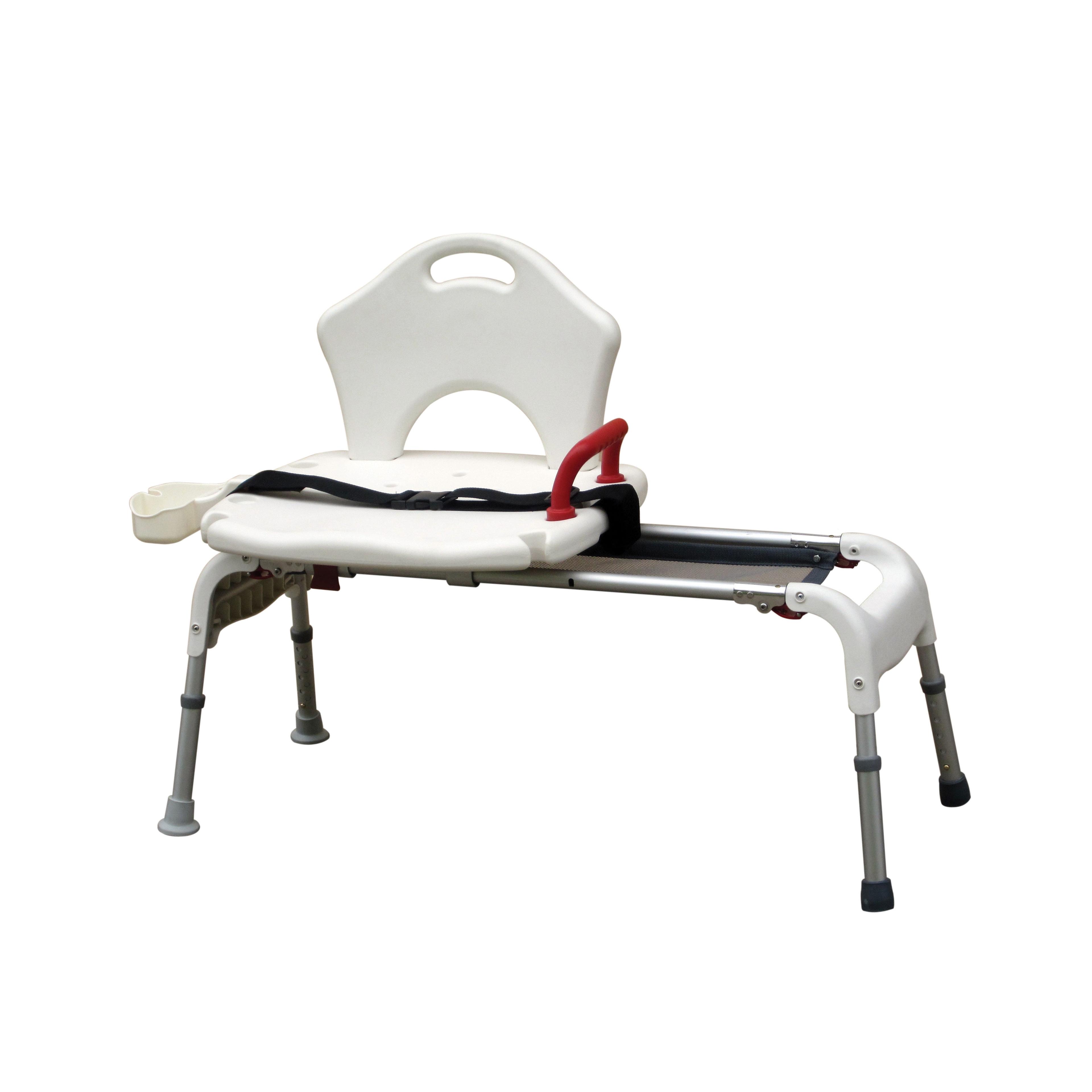 White Folding Universal Sliding Transfer Bench with Safety Features