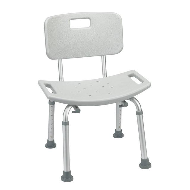 Drive Medical Bathroom Safety Shower Tub Bench Chair with Back, Gray