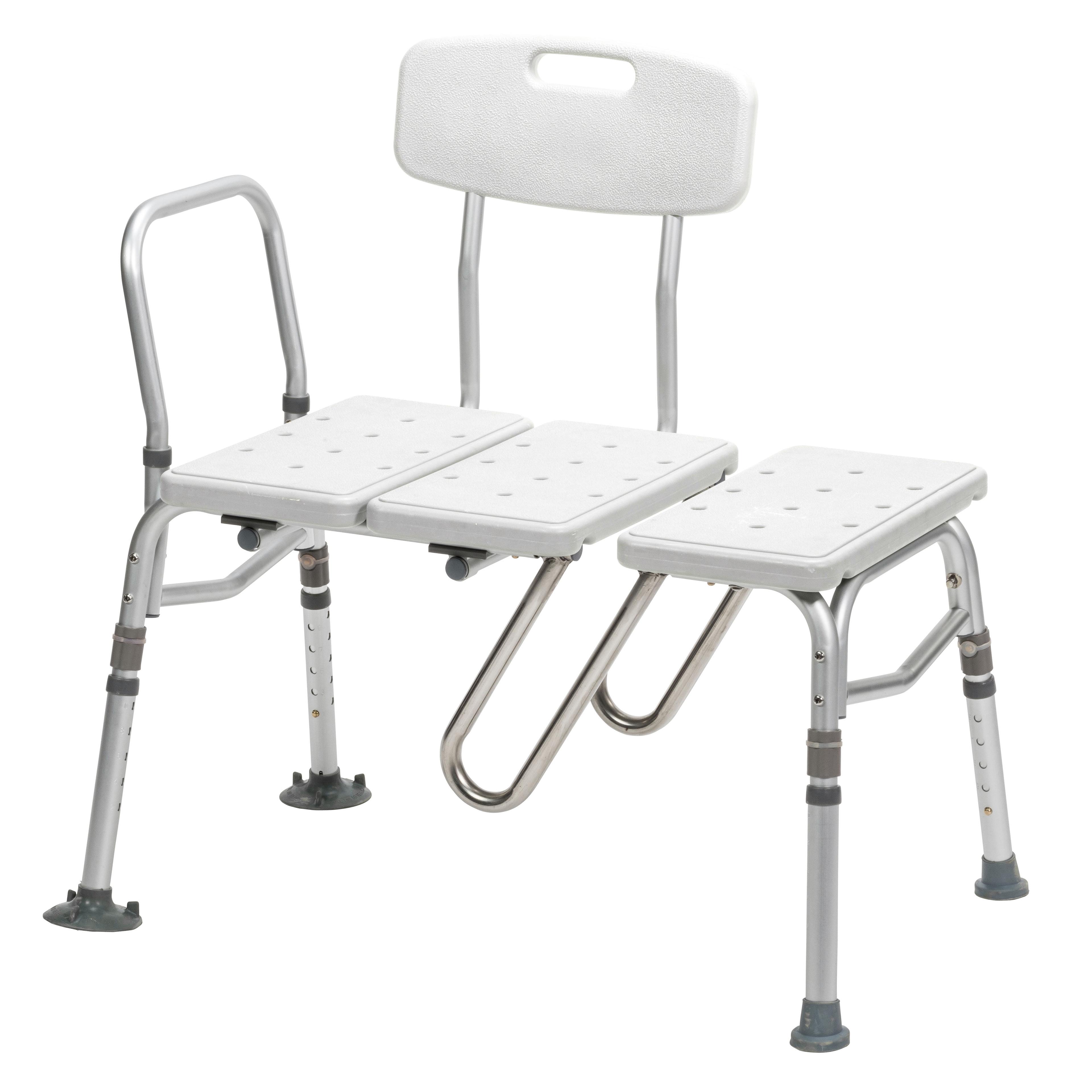 White Adjustable Plastic and Aluminum Transfer Bench with Backrest