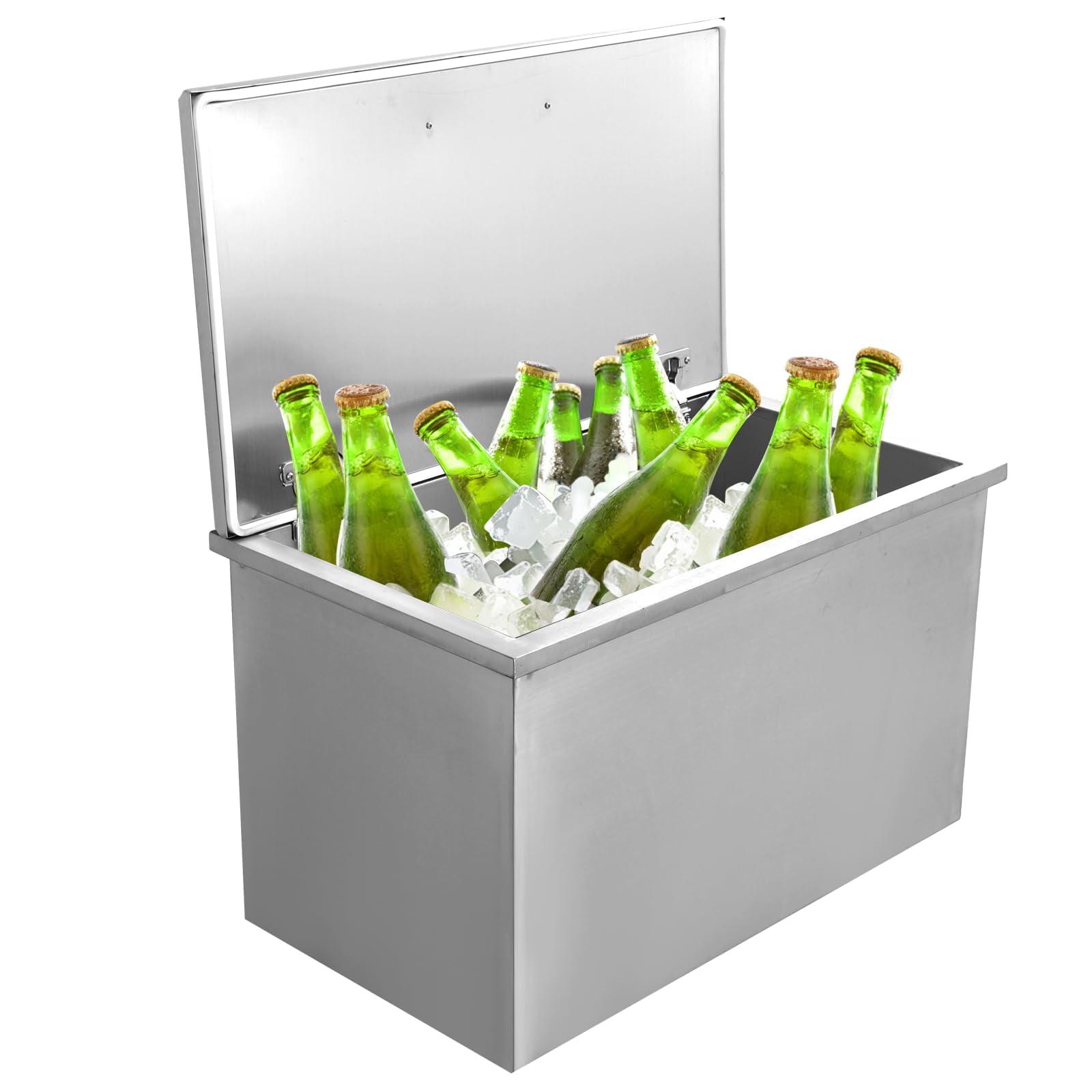 28'' Stainless Steel Drop-In Ice Chest with Hinged Cover