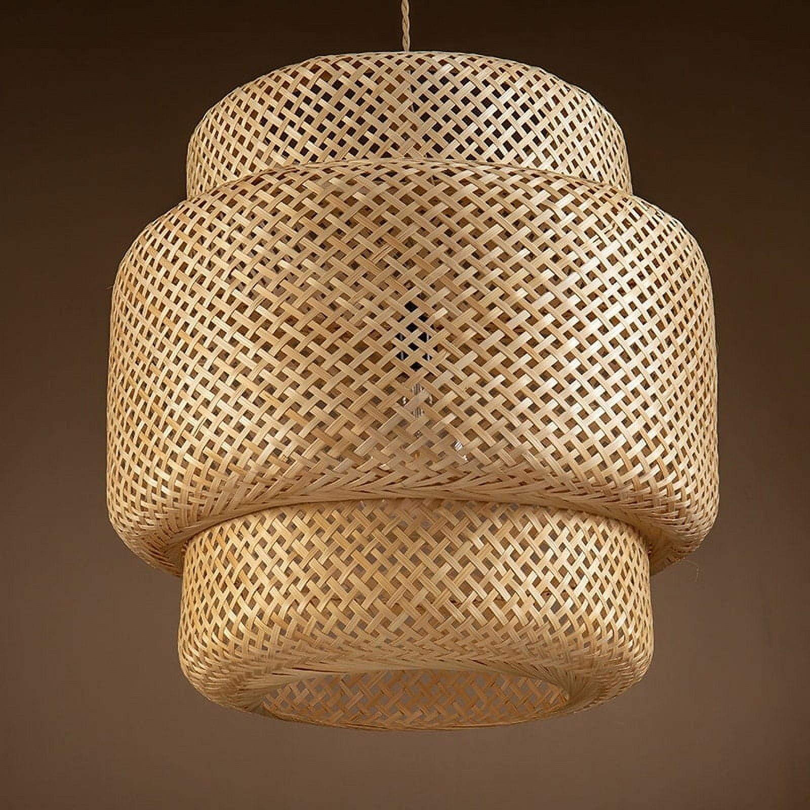 Drusilla 20" Handcrafted Rattan Pendant Light in Natural Brown