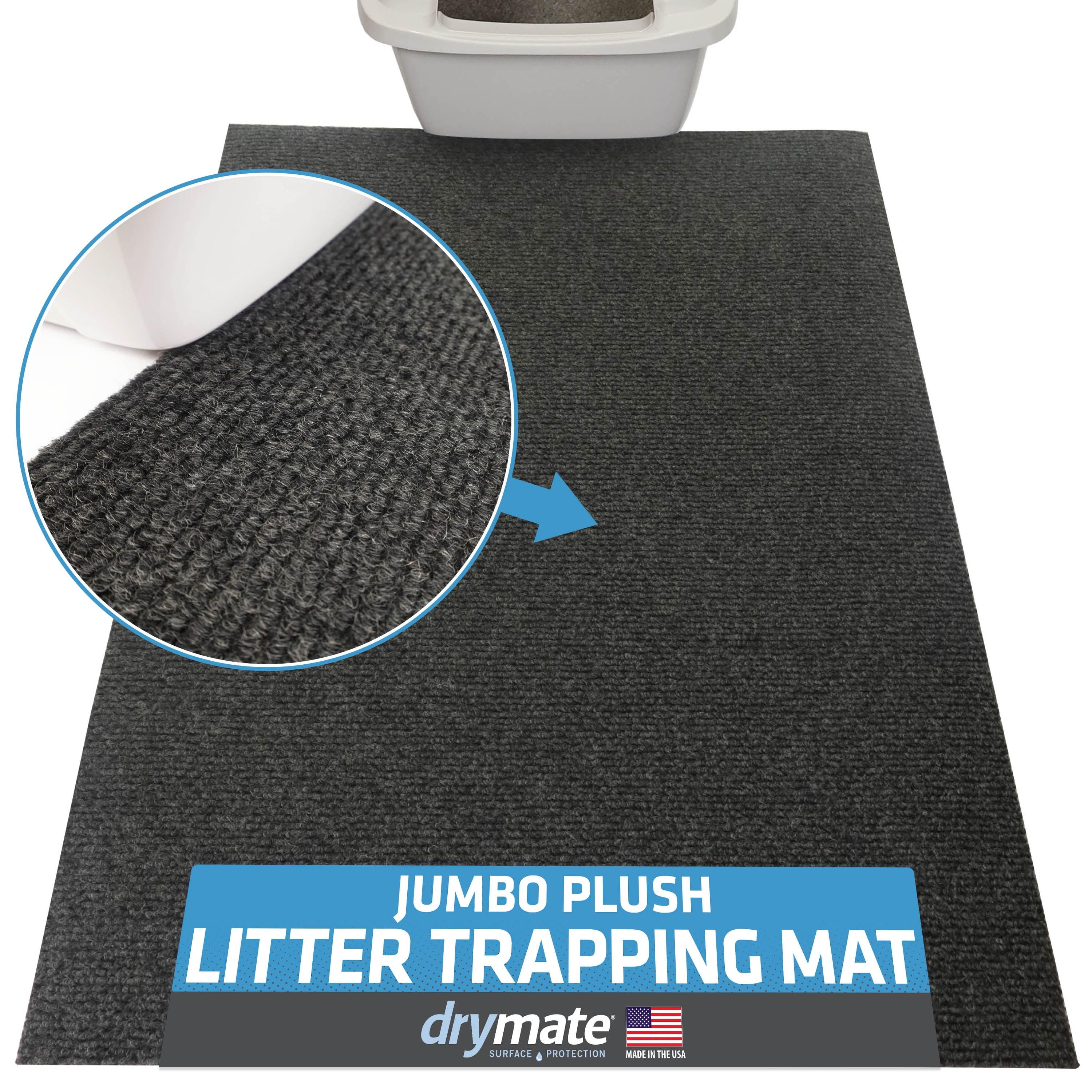 Jumbo Dark Grey Plush Cat Litter Trapping Mat