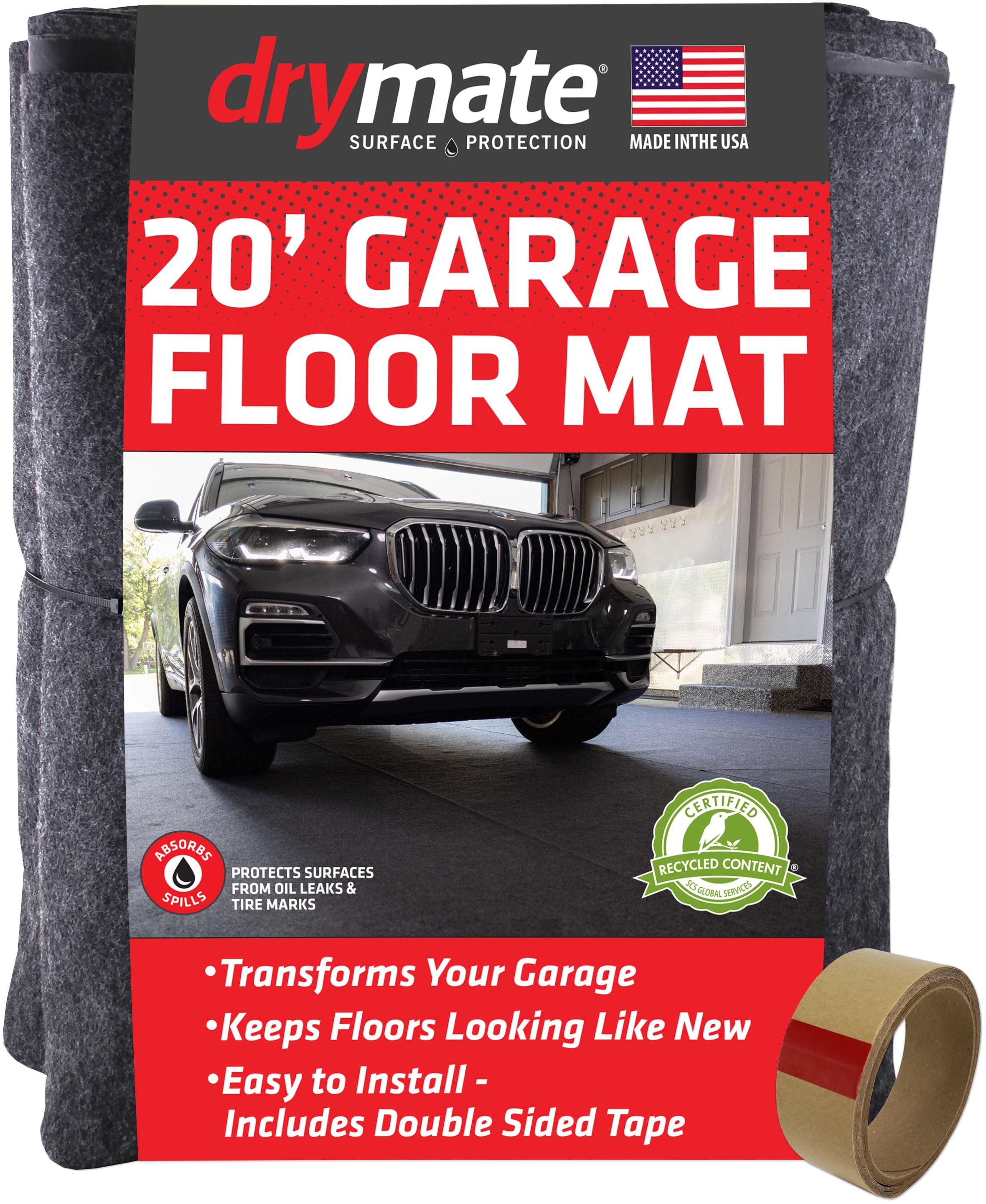 Charcoal 20' x 7'4" Waterproof Garage Floor Mat with Double Sided Tape