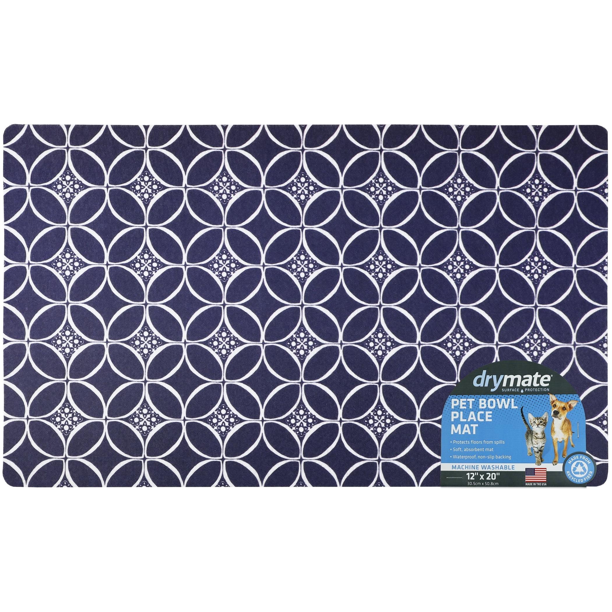 Pet Bowl Placemat, Feeding Mat For Dog & Cat - Thin, Absorbent, Waterproof, Machine Washable