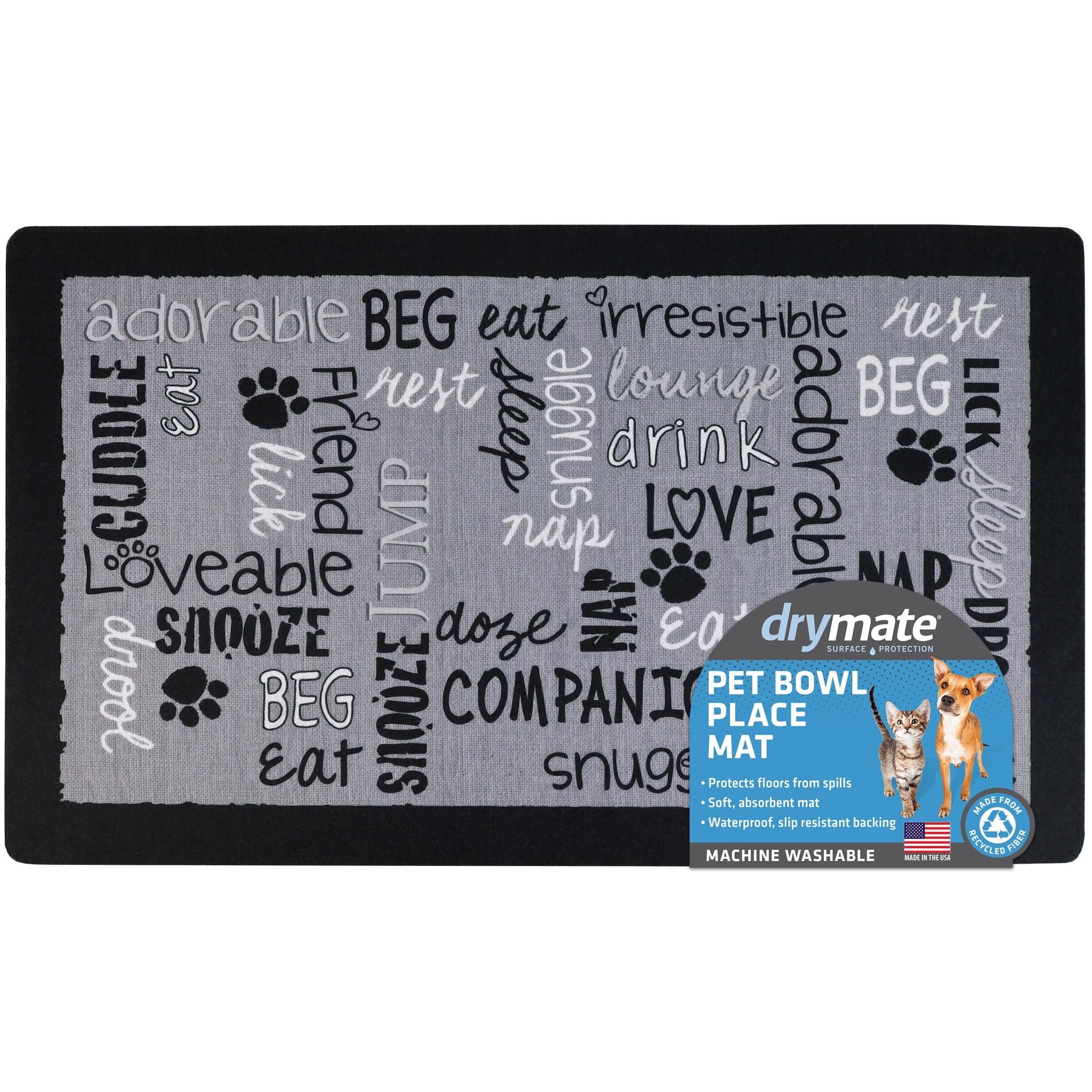 Drymate Pet Bowl Placemat, Feeding Mat For Dog & Cat - Thin, Absorbent, Waterproof, Machine Washable