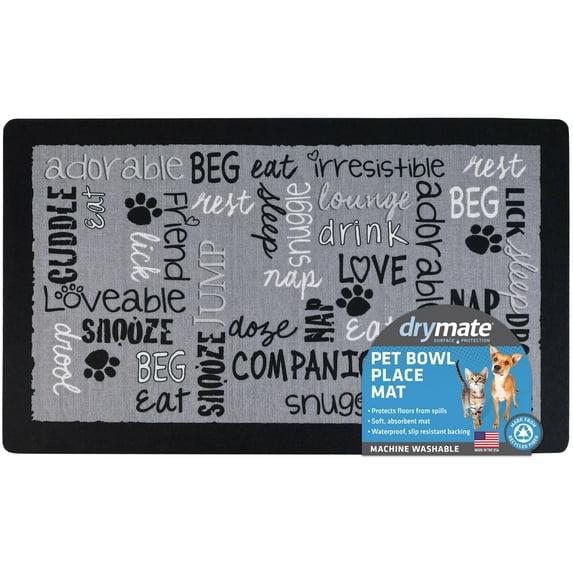 Drymate Pet Bowl Placemat, Feeding Mat For Dog & Cat - Thin, Absorbent, Waterproof, Machine Washable