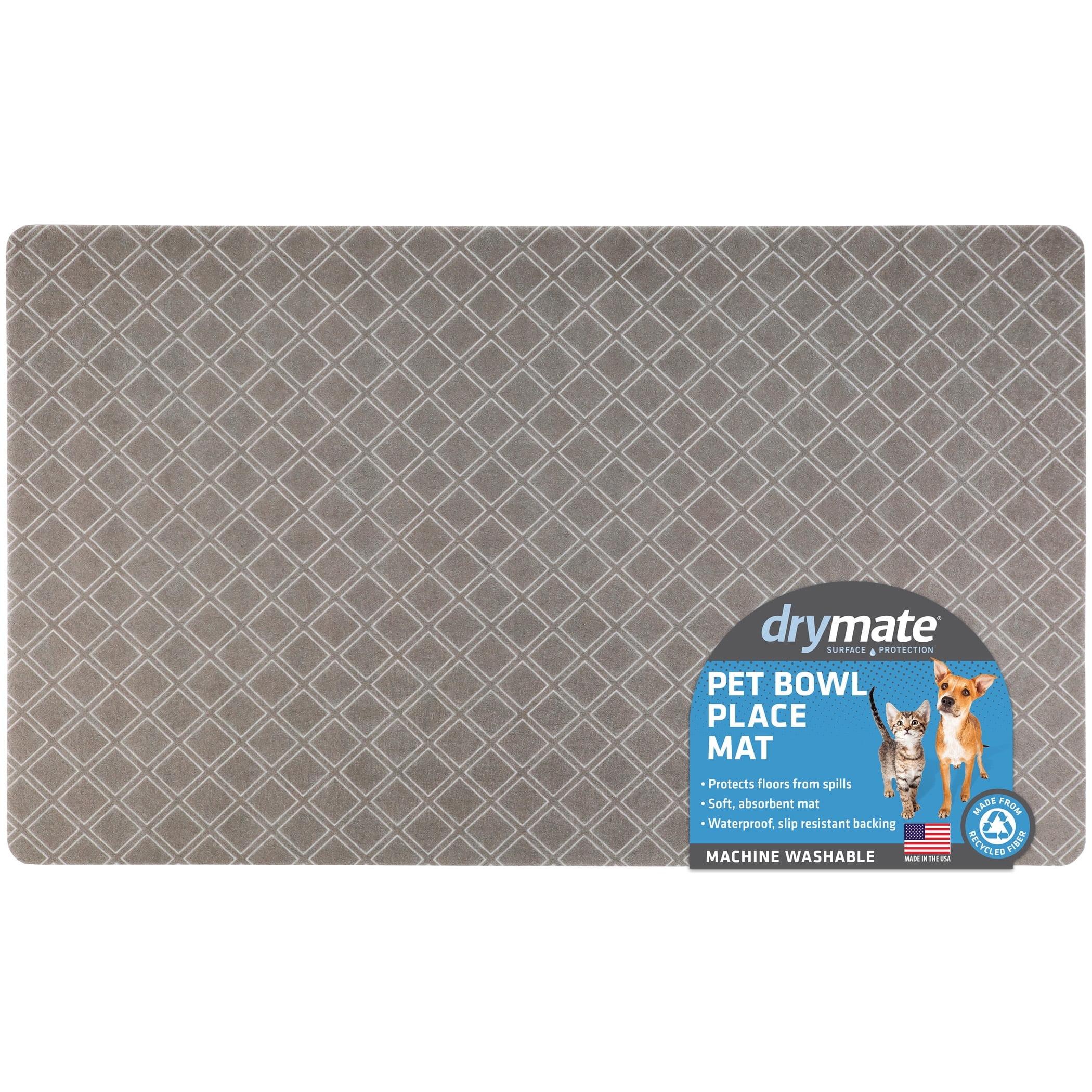 Pet Bowl Placemat, Feeding Mat For Dog & Cat - Thin, Absorbent, Waterproof, Machine Washable