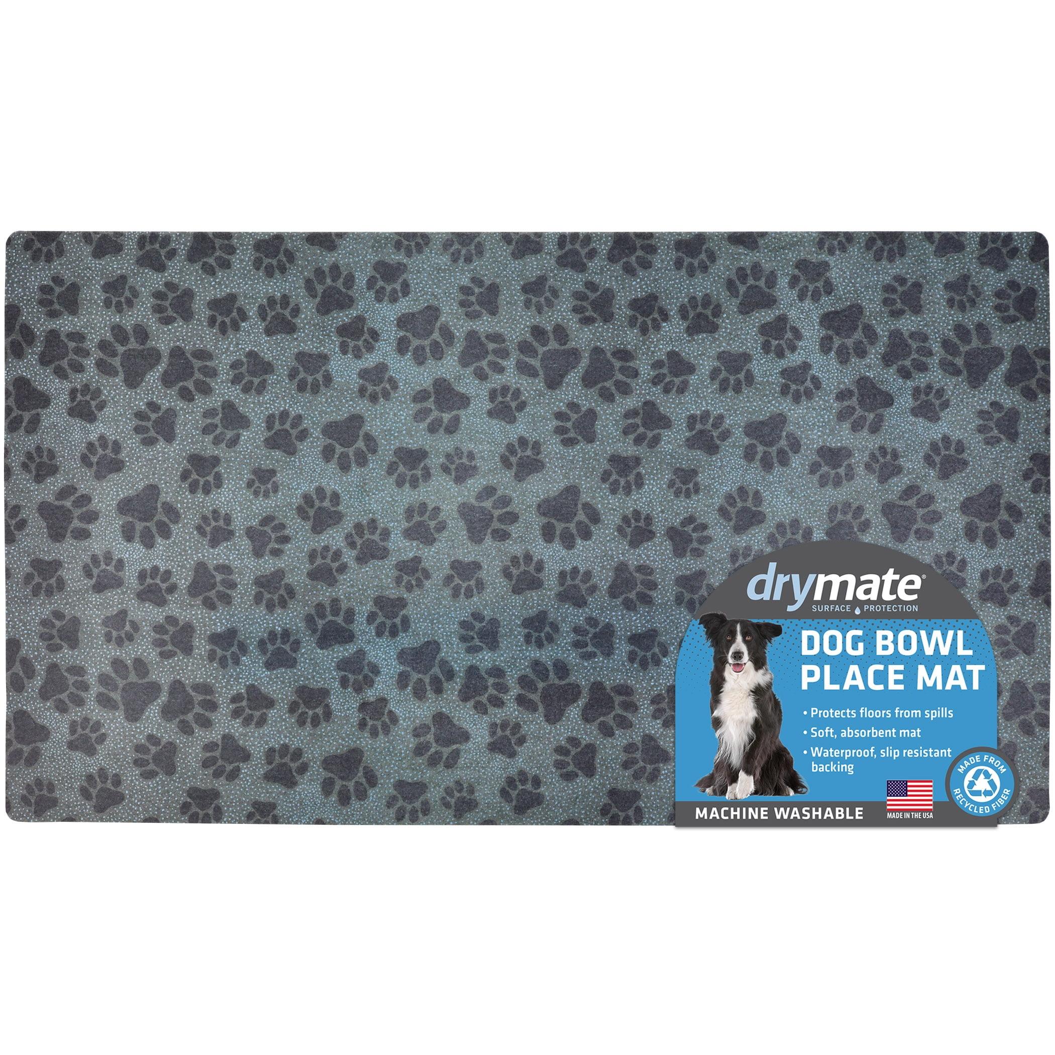 Paw Dots Black Absorbent Waterproof Pet Feeding Mat