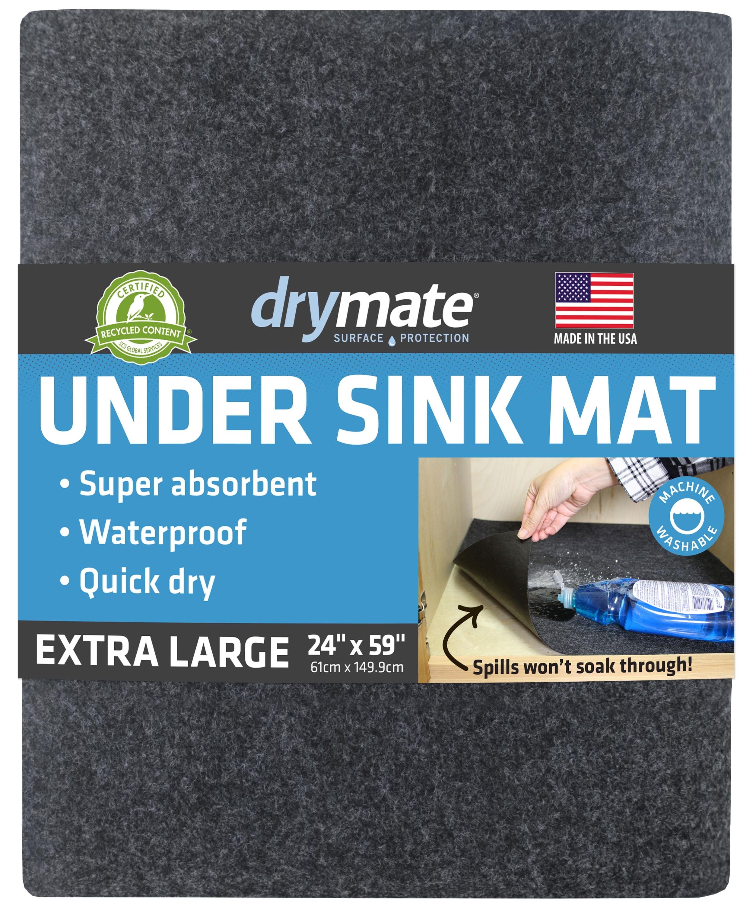 Drymate XL Under Sink Mat, Protective Cabinet Liner For Kitchen & Bathroom - Absorbent, Waterproof, Machine Washable (24”x59”) (Charcoal) (USA Made)