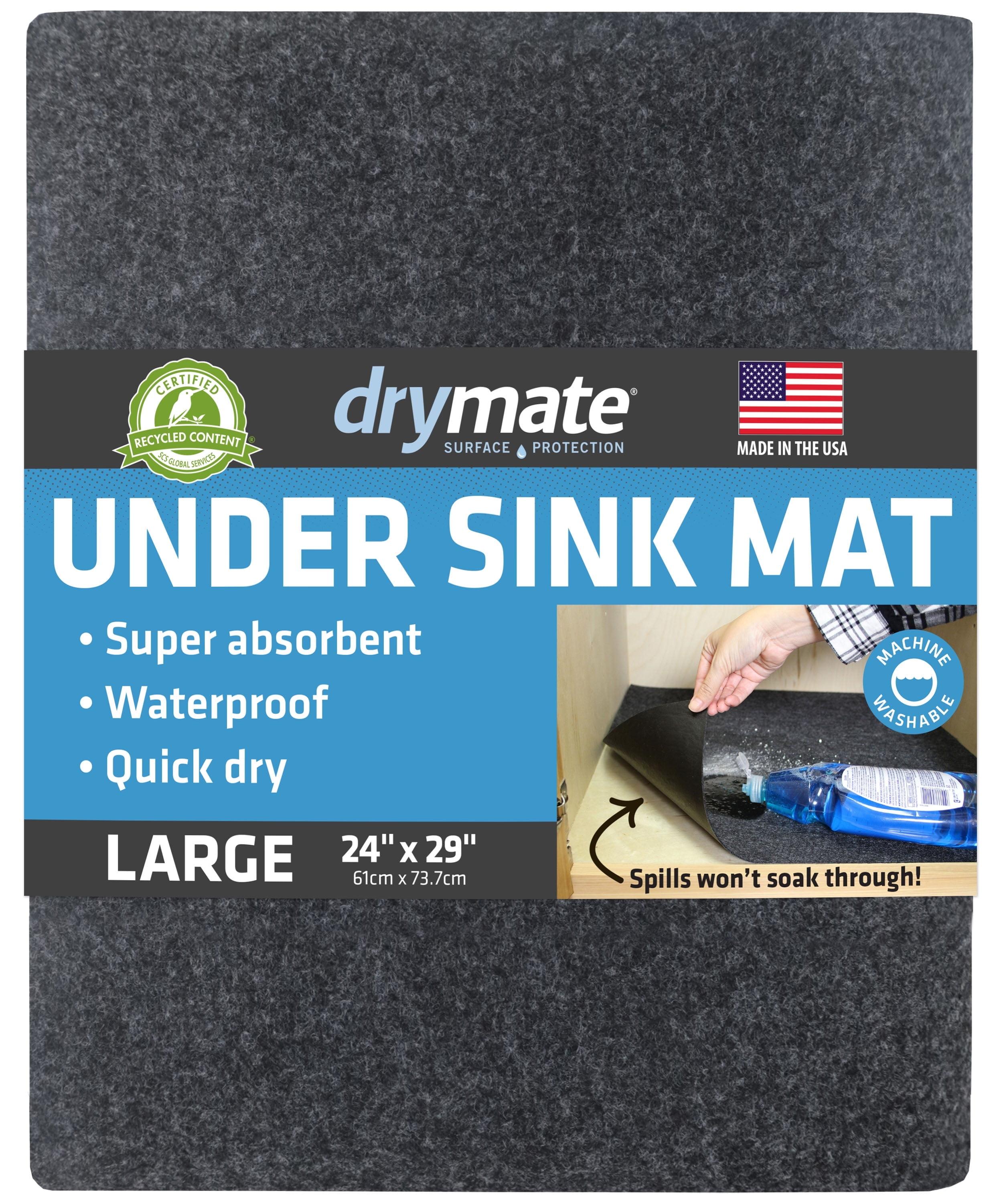 Drymate Under Sink Mat, Protective Cabinet Liner For Kitchen & Bathroom - Absorbent, Waterproof, Machine Washable (24”x29”) (Charcoal) (USA Made)