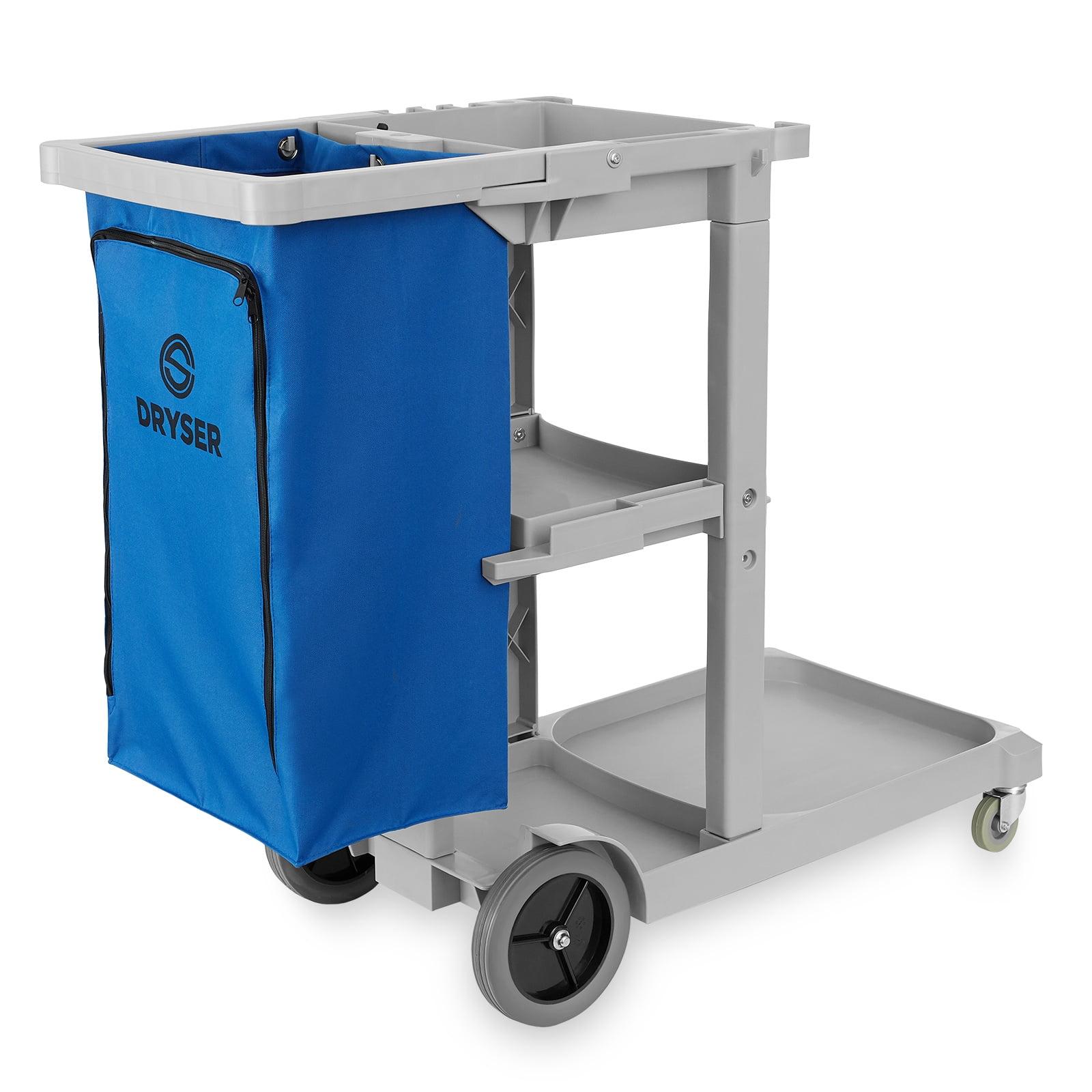 Dryser Black and Yellow Janitorial Cleaning Cart with Vinyl Bag