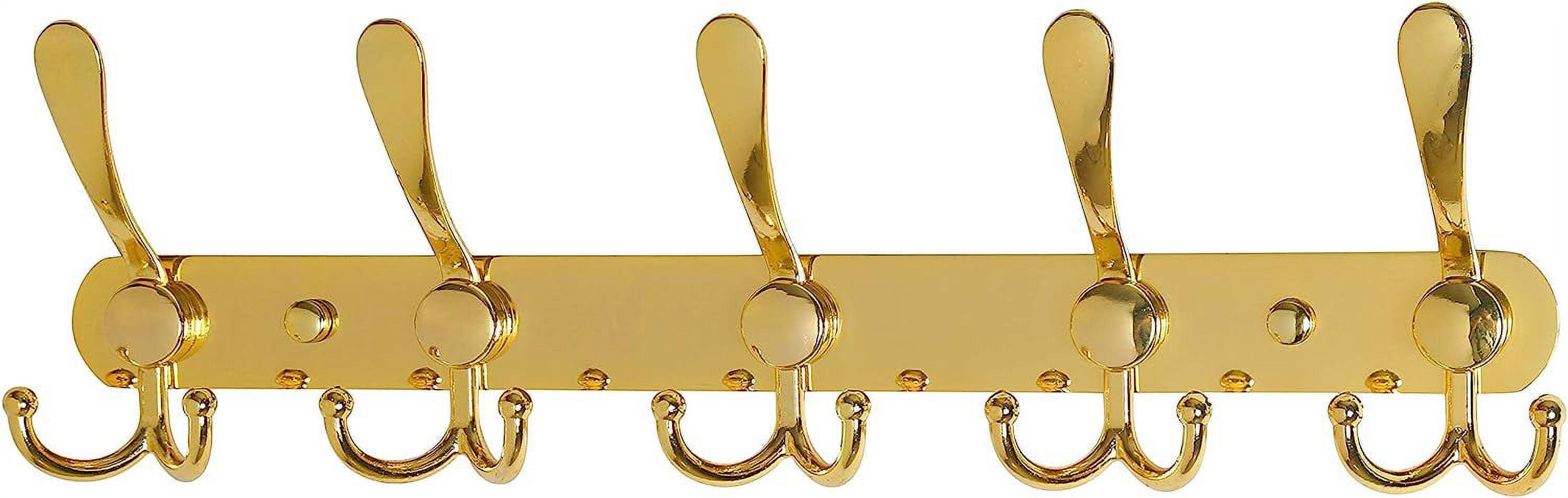 5 Tri Hooks, Heavy Duty, Stainless Steel, Metal Coat Hook Rail for Towel Purse Robes